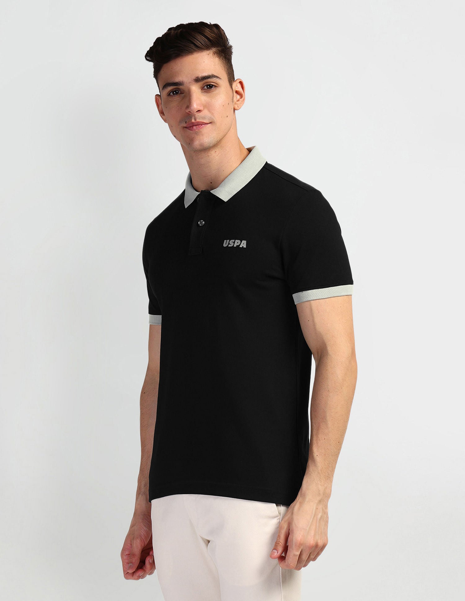 Muscle Fit Cotton Polo Shirt Black - U.S. Polo Assn. India | Large