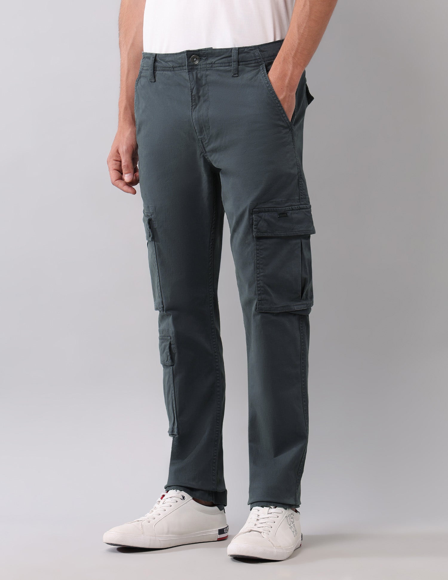 Solid Straight Fit Cargos Charcoal - U.S. POLO ASSN. | Large