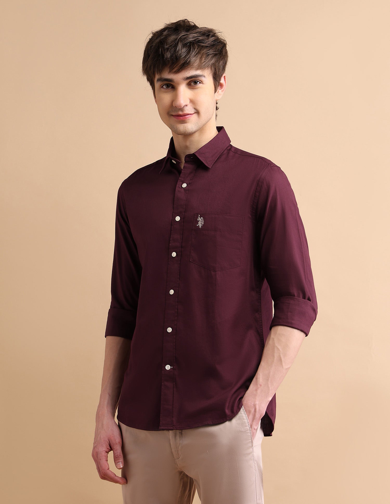 Cotton Dobby Shirt Wine - U.S. POLO ASSN. | Large