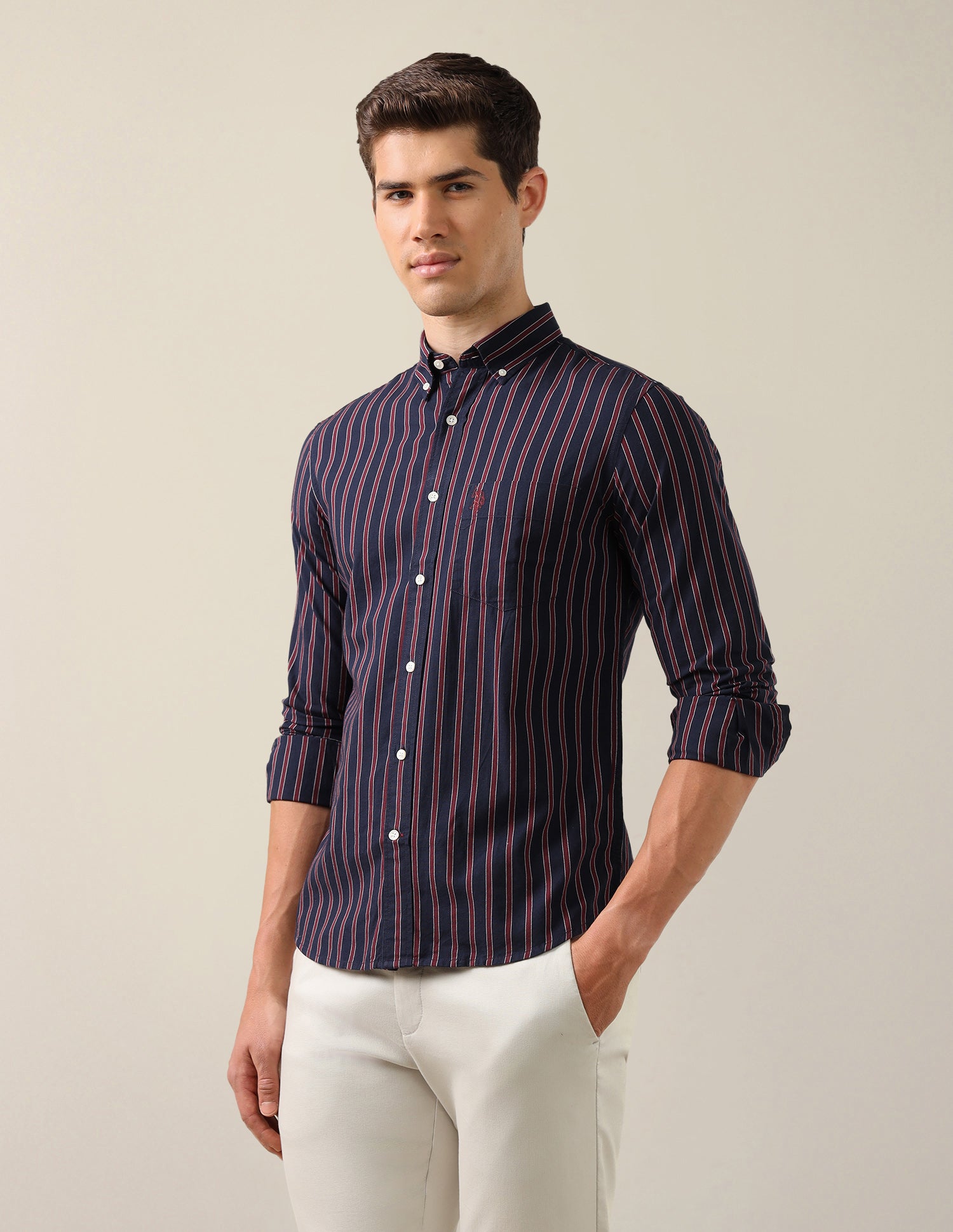 Oxford Tailored Fit Shirt Red - U.S. Polo Assn. India | Large