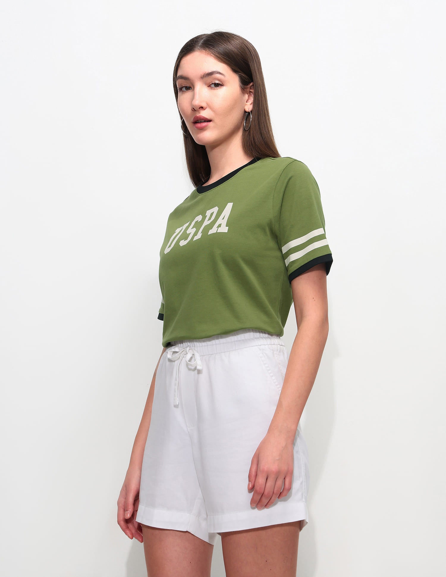 Boxy Fit Brand Printed T-Shirt Olive - U.S. Polo Assn. India | Large