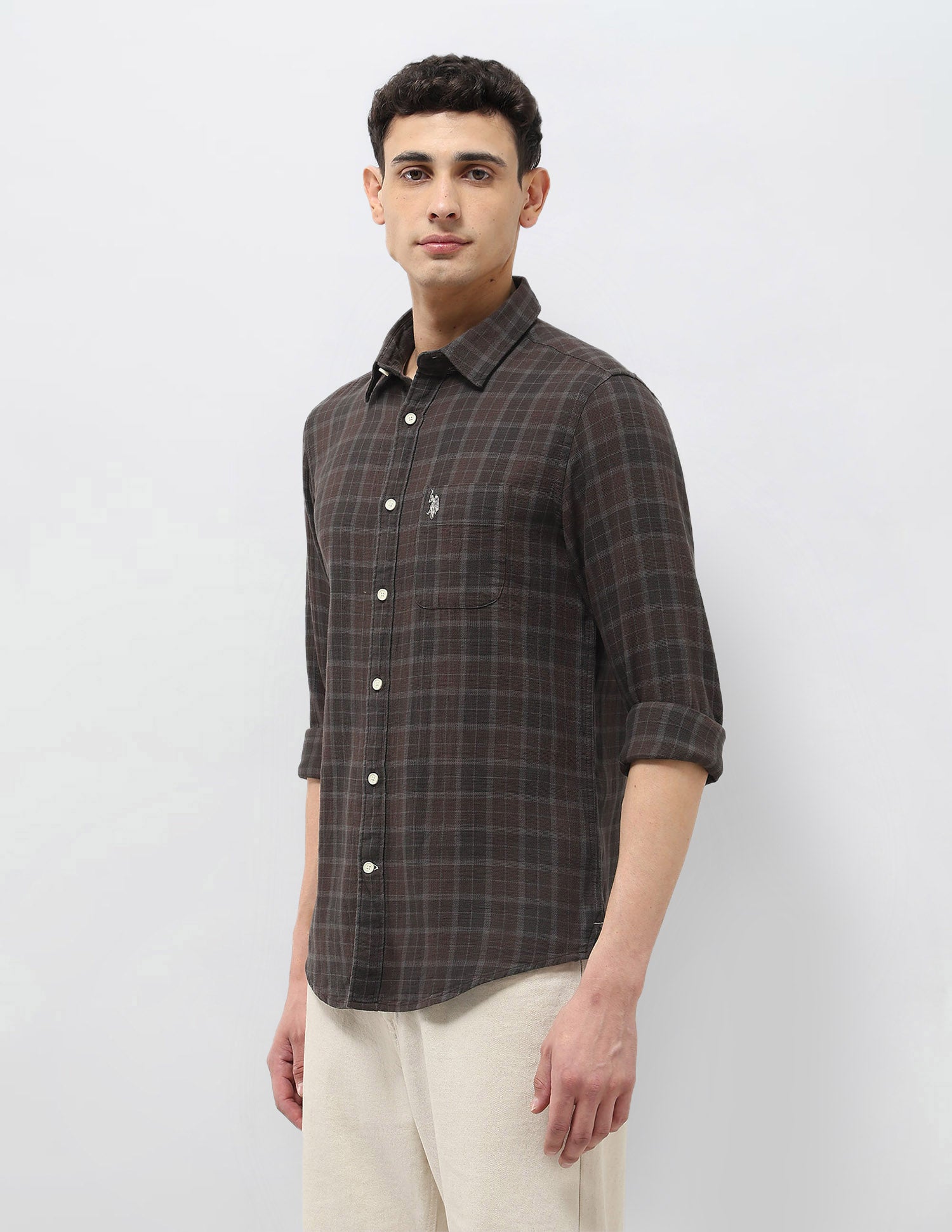 Tartan Checked Dobby Shirt Choco - U.S. Polo Assn. India | Large