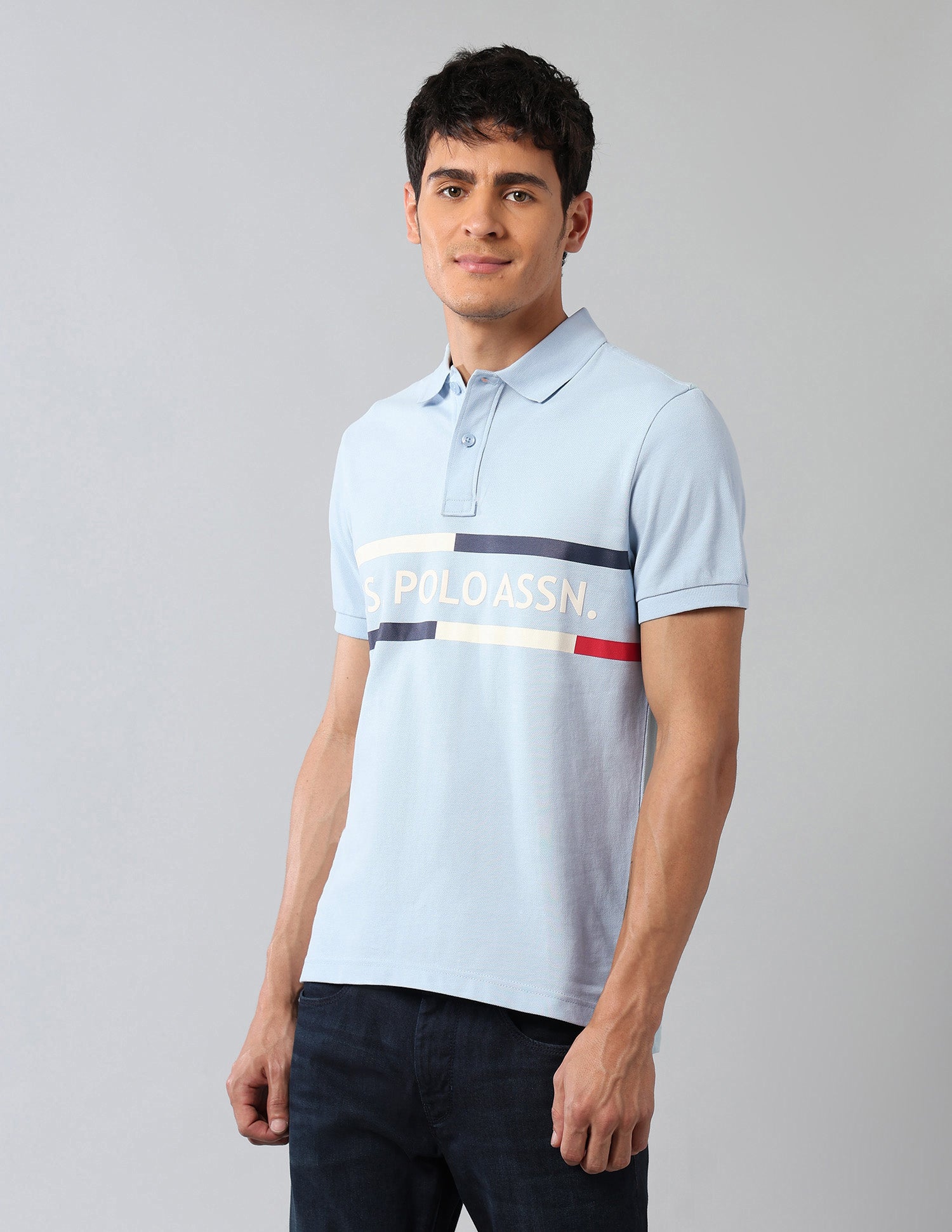 Muscle Fit Americana Polo Shirt Light Blue - U.S. Polo Assn. India | Large