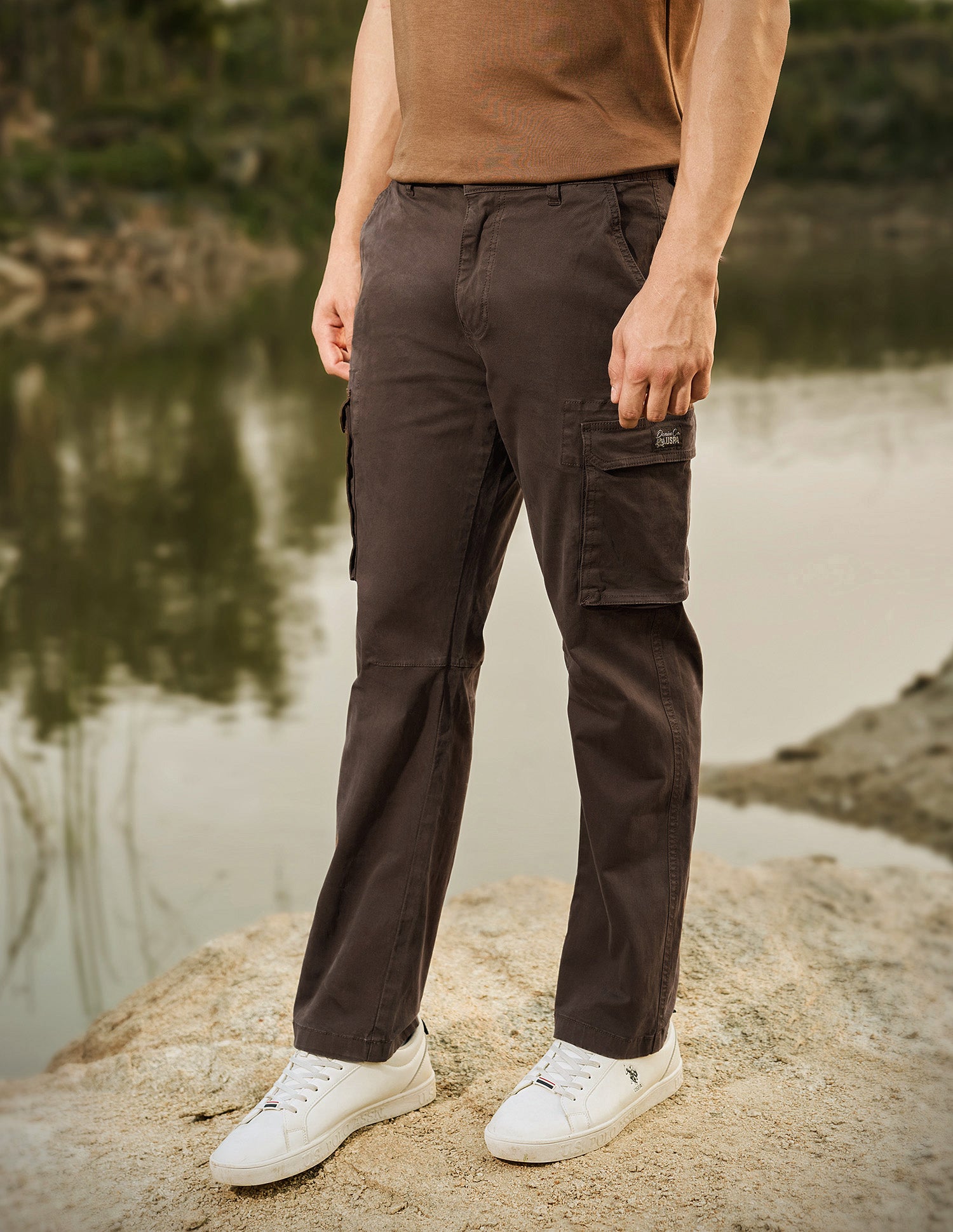 Straight Fit Cargo Trousers Choco Brown - U.S. Polo Assn. India | Large