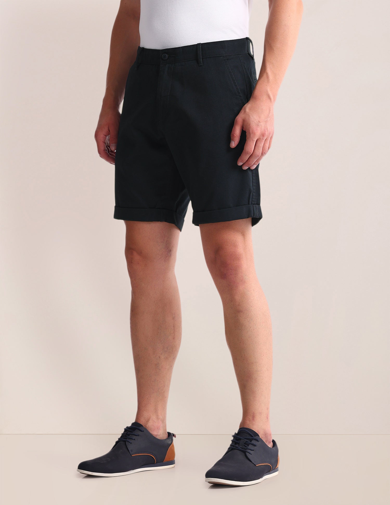 Slim Straight Fit Solid Shorts Navy - U.S. Polo Assn. India | Large