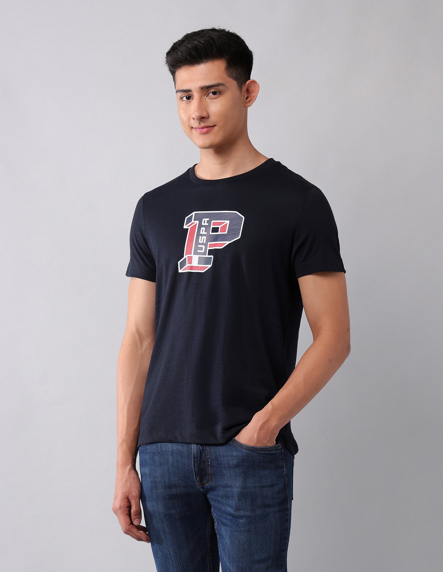 Muscle Fit Brand Printed T-Shirt Navy - U.S. Polo Assn. India | Large