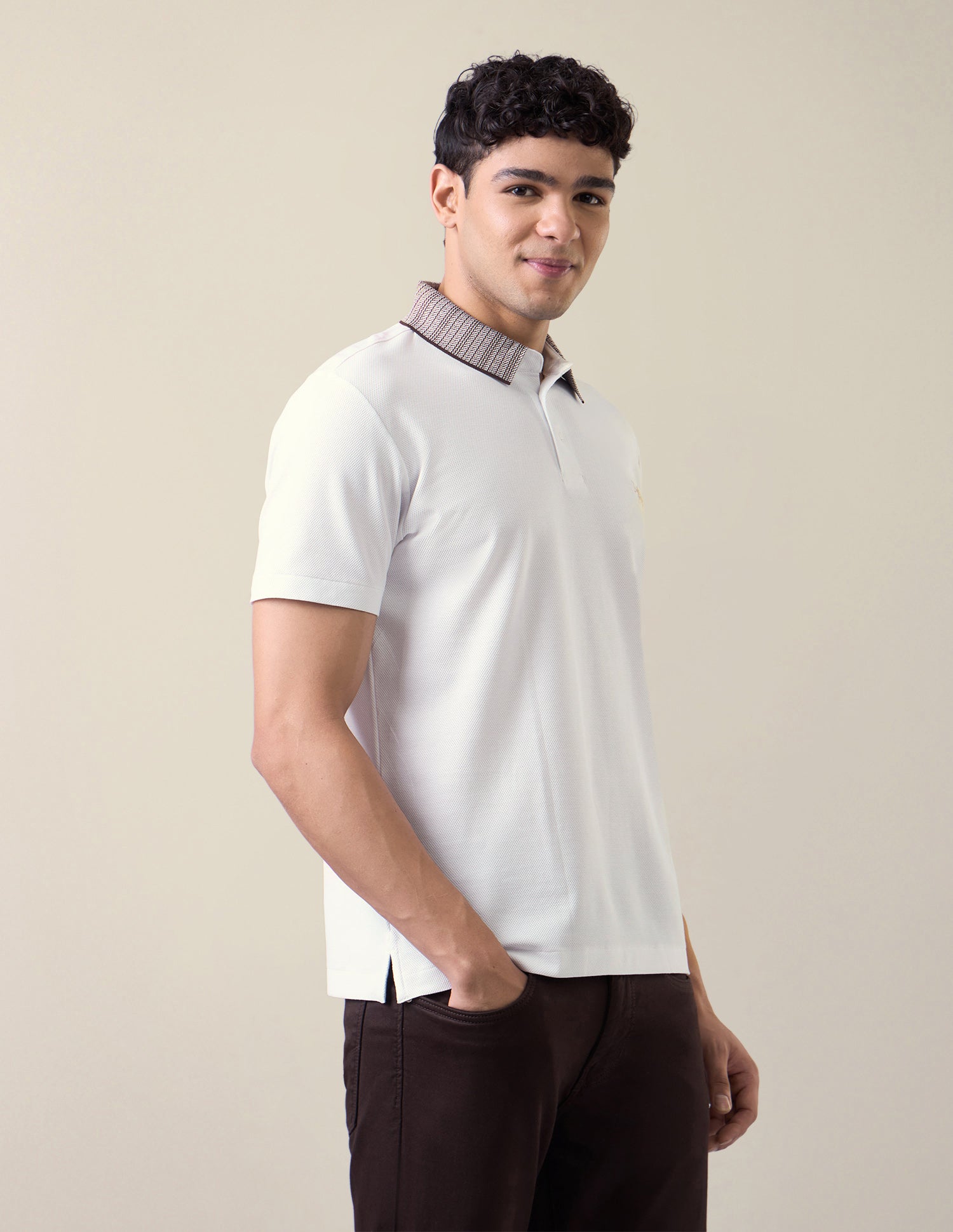 Solid Slim Fit Polo Shirt Ivory - U.S. Polo Assn. India | Large