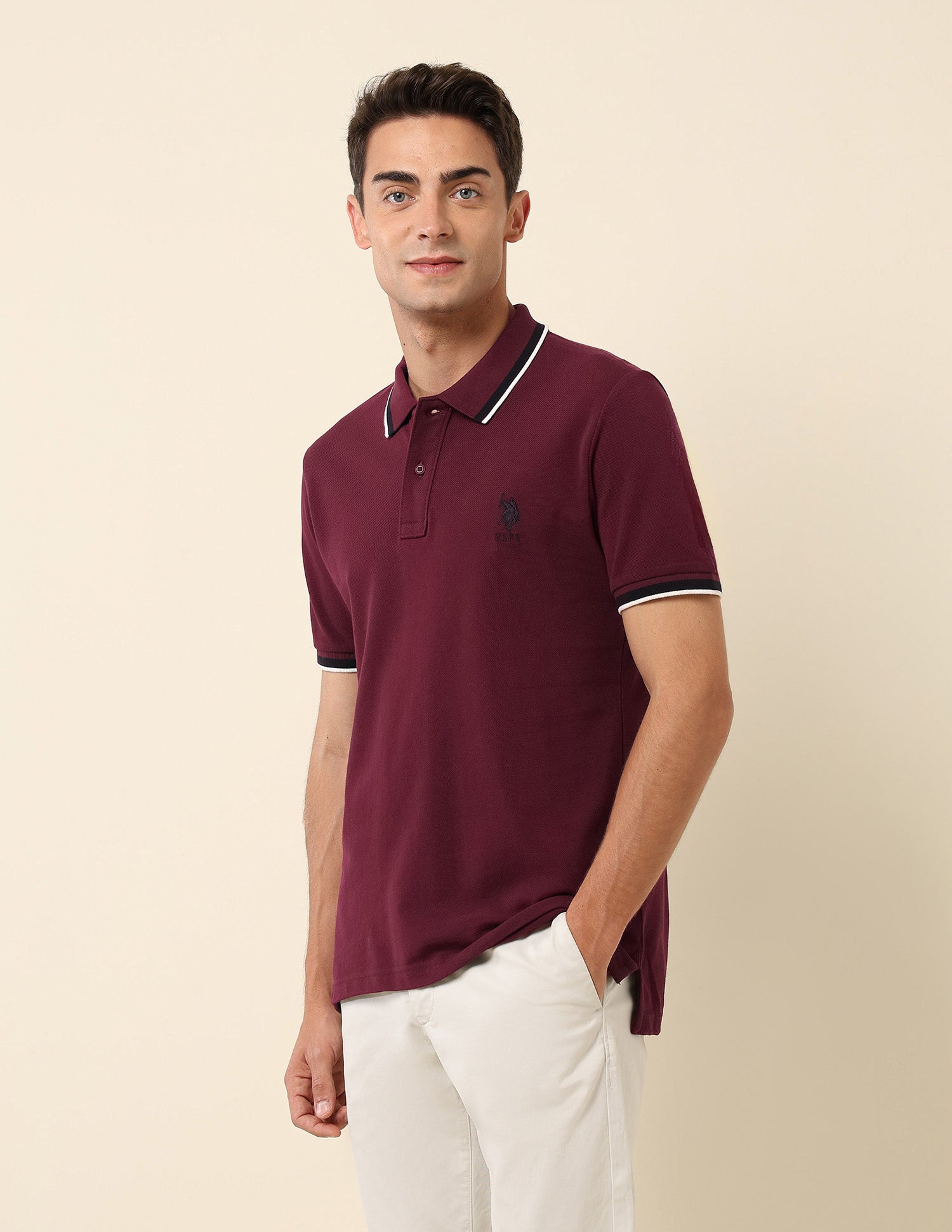 Pure Cotton Slim Fit Polo Shirt Maroon - U.S. Polo Assn. India | Large