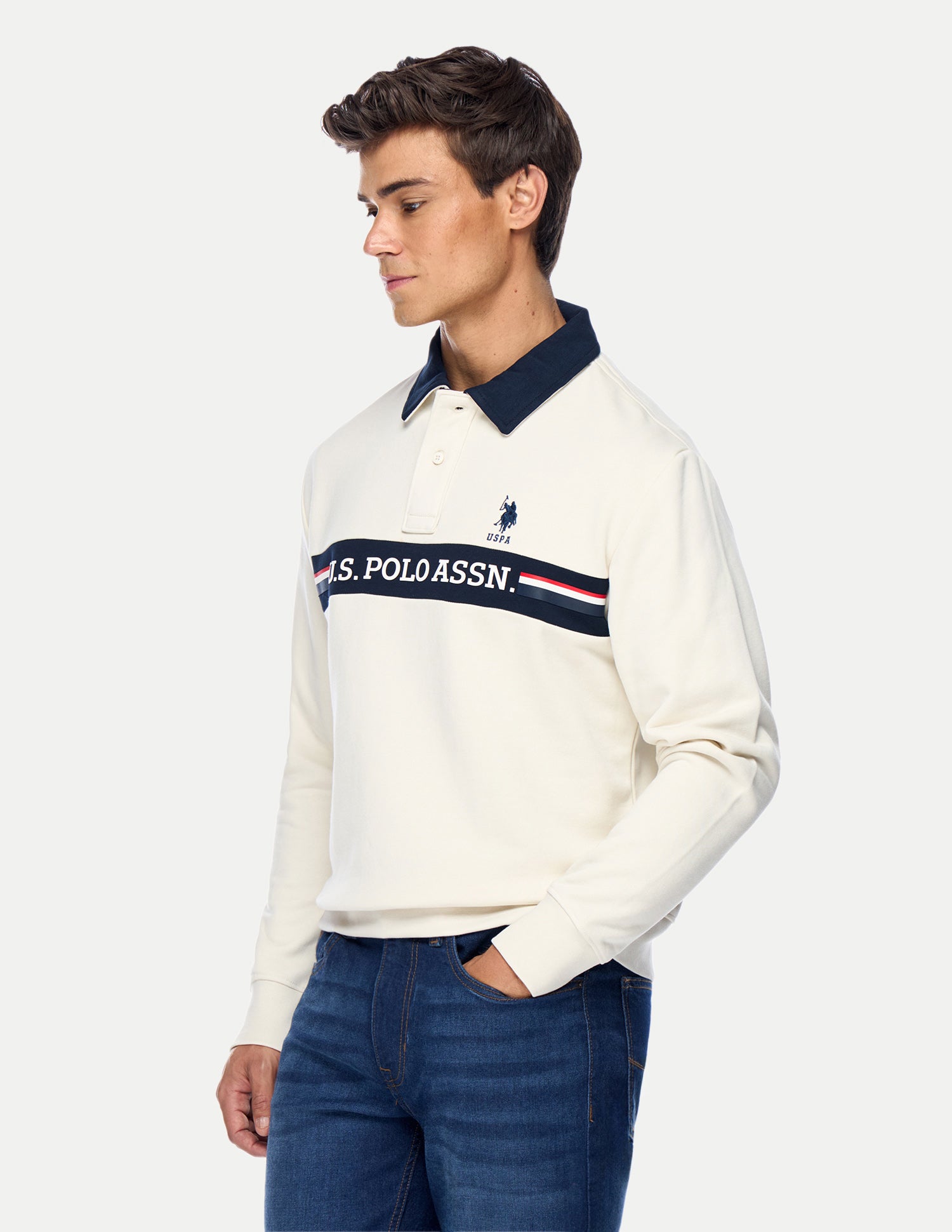 Brand Printed Regular Fit Sweatshirt Off White - U.S. Polo Assn. India | Large