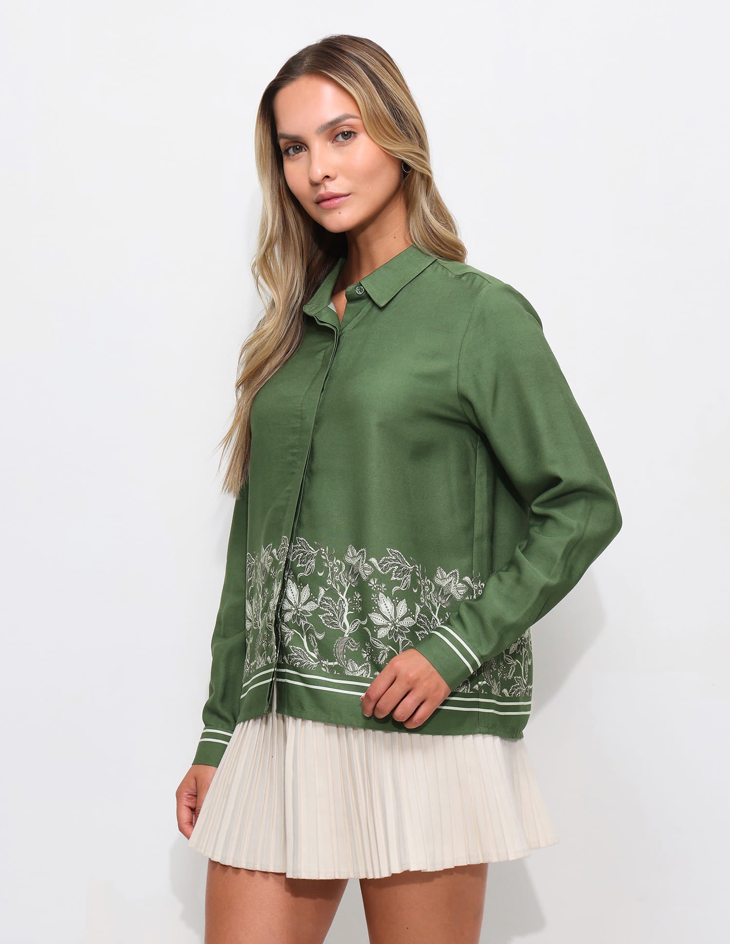 Floral Printed Relaxed Fit Shirt Green - U.S. Polo Assn. India | Large