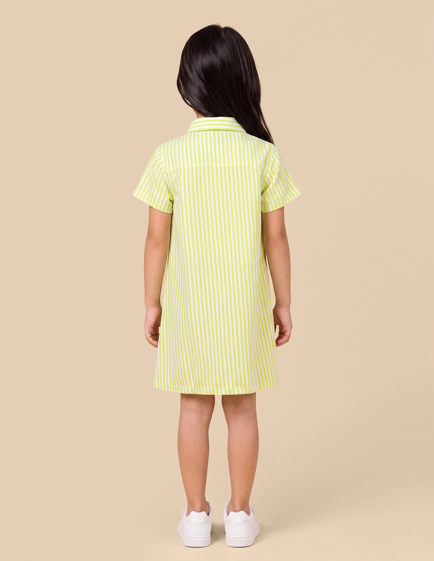 Vertical Striped Shirt Dress Lime-Green - U.S. Polo Assn. India | Large