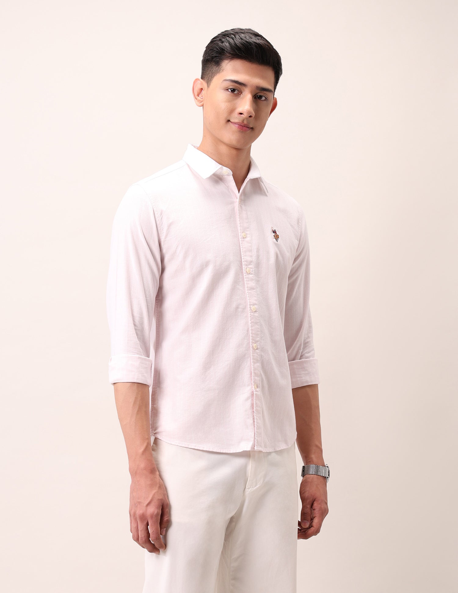 Vertical Striped Pure Cotton Shirt Pink - U.S. Polo Assn. India | Large