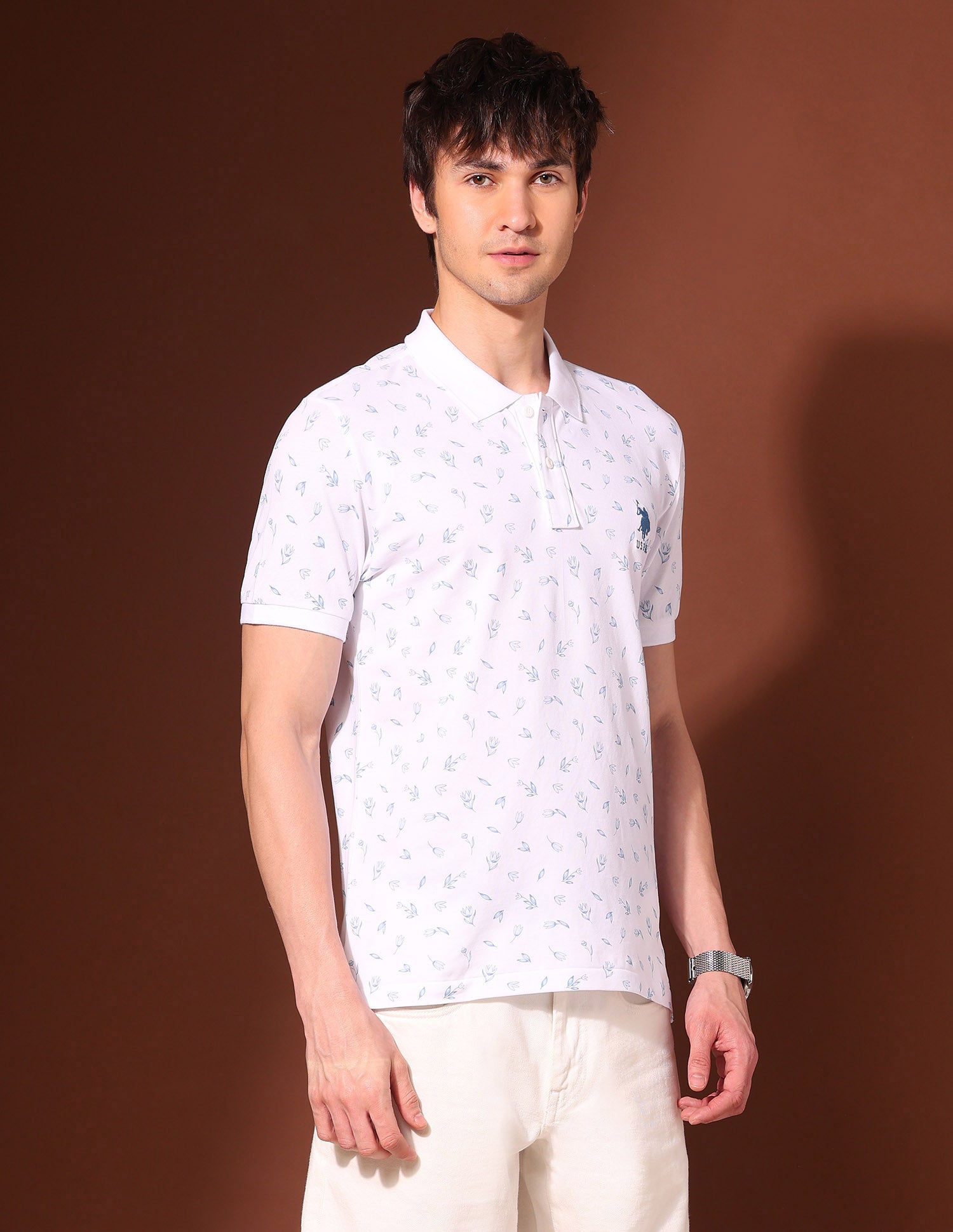 Floral Printed Working Holiday Polo Shirt White - U.S. Polo Assn. India | Large