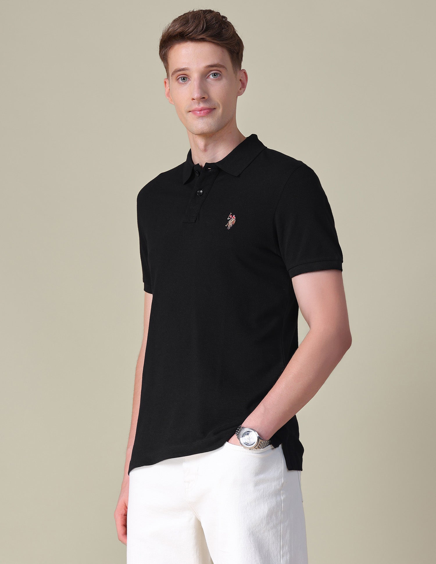 Brand Embroidered Slim Fit Polo Shirt Black - U.S. POLO ASSN. | Large