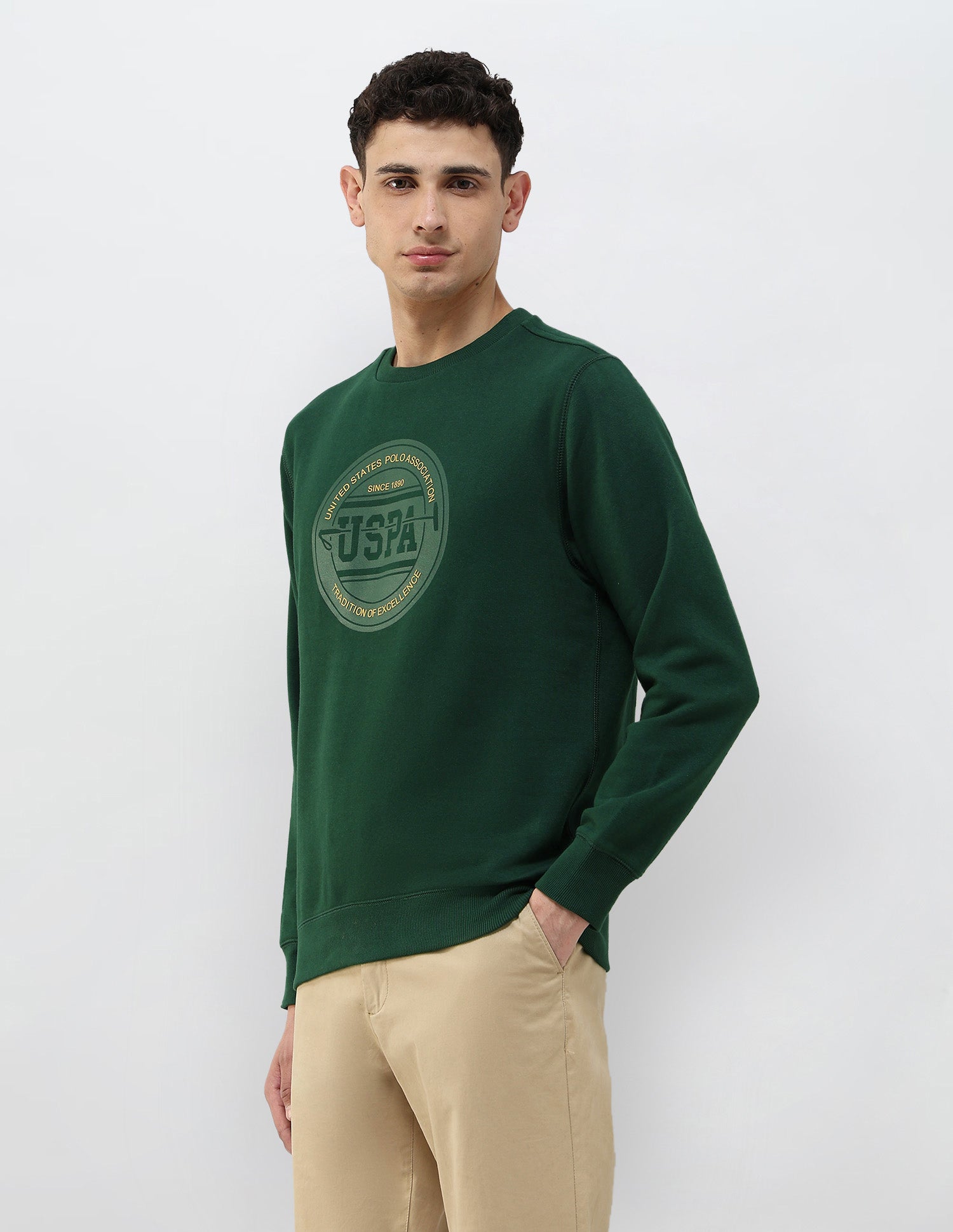 Brand Printed Regular Fit Sweatshirt Dark Green - U.S. POLO ASSN. | Large