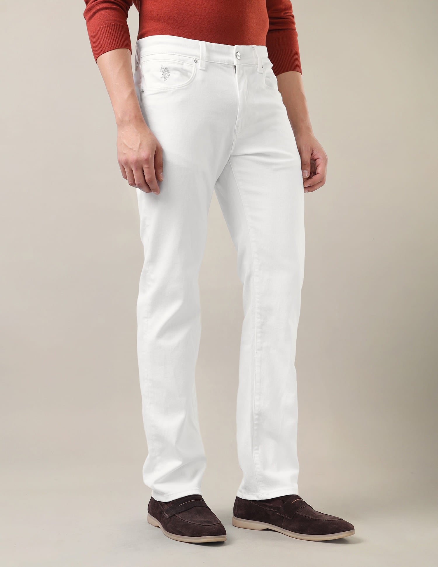 Harold Slim Straight Fit White Jeans White - U.S. Polo Assn. India | Large