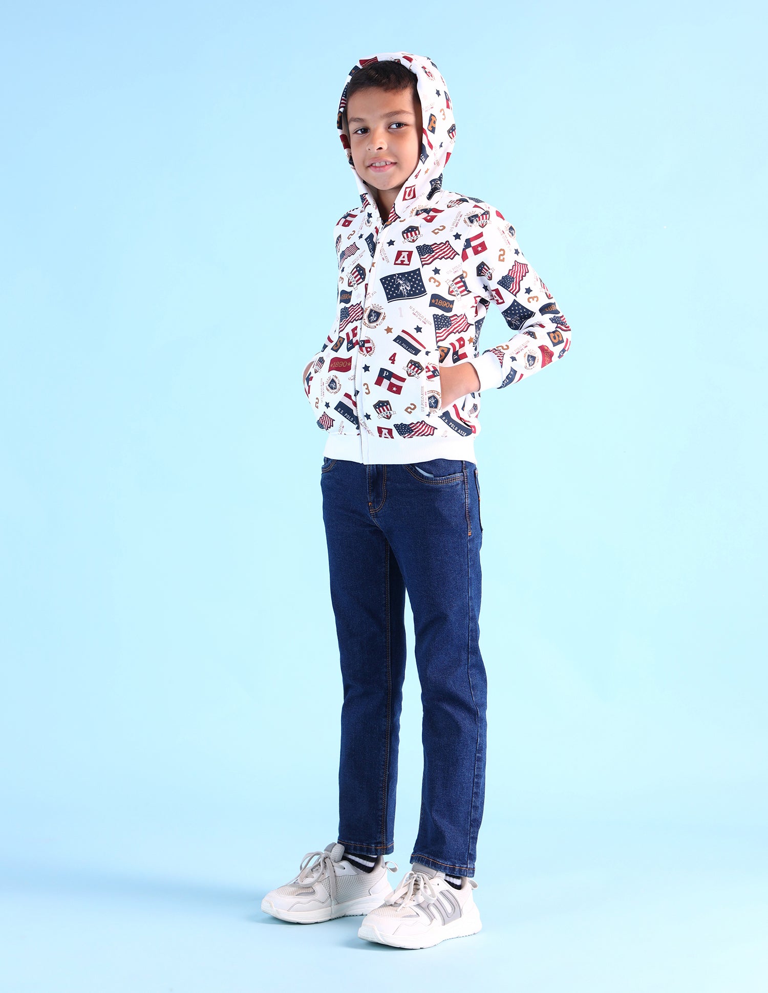 Boys Brand Printed Regular Fit Sweatshirt White - U.S. POLO ASSN. | Large