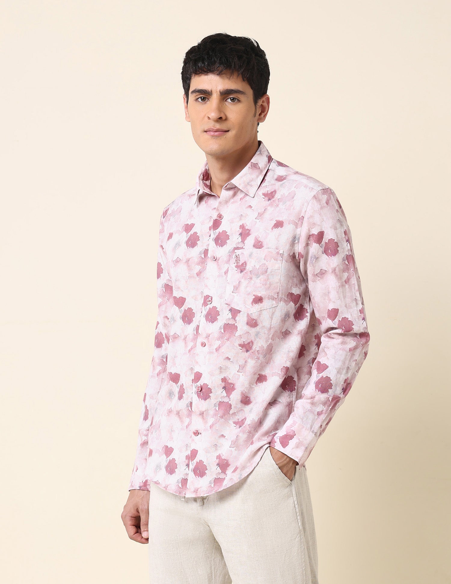 Floral Printed Tailored Fit Shirt Pink - U.S. Polo Assn. India | Large