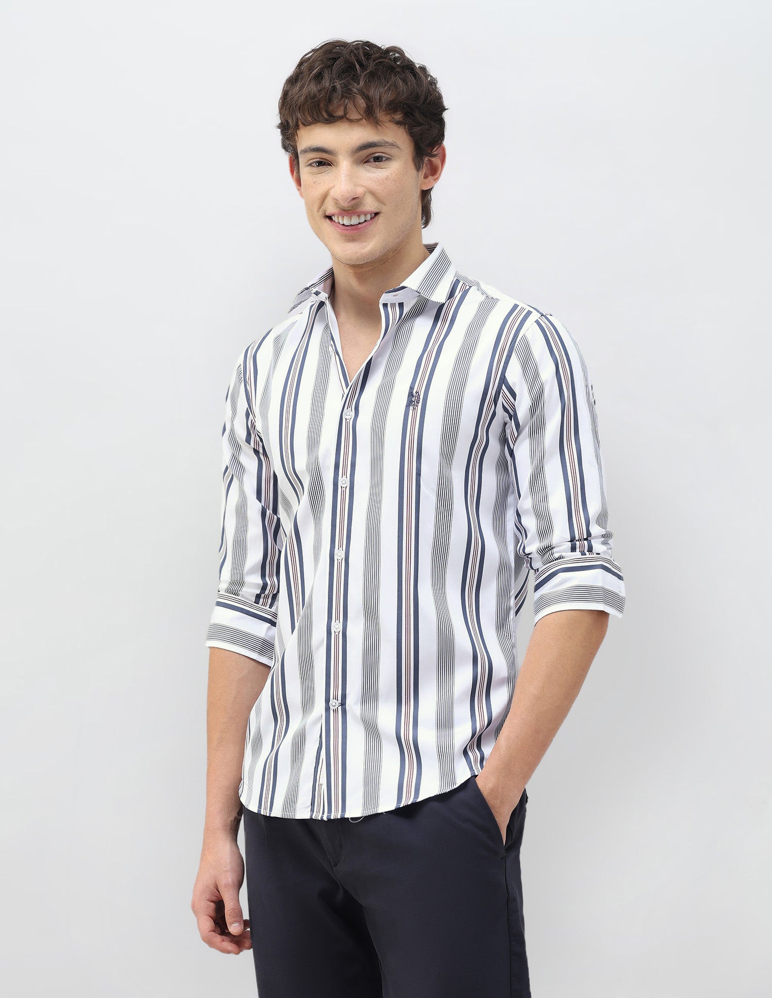 New Port Marina Vertical Striped Shirt Navy - U.S. Polo Assn. India | Large