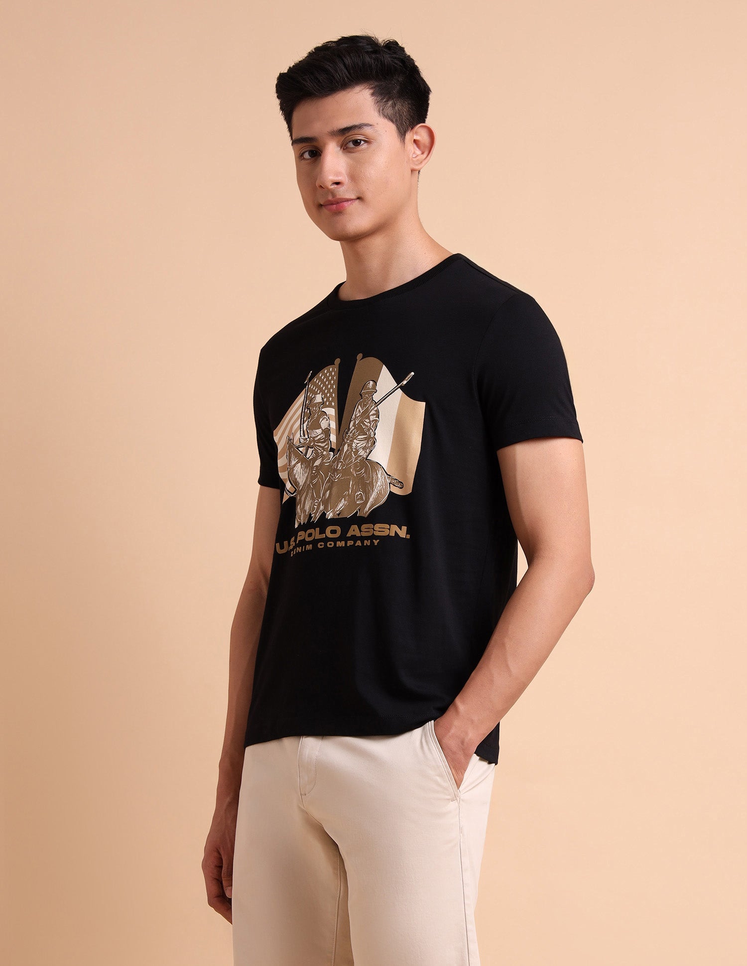 Pure Cotton Brand Printed T-Shirt Black - U.S. POLO ASSN. | Large