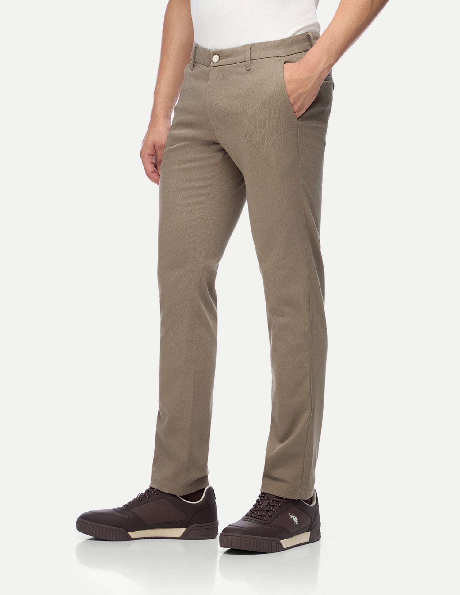 Denver Slim Fit Satin Trousers Brown - U.S. Polo Assn. India | Large