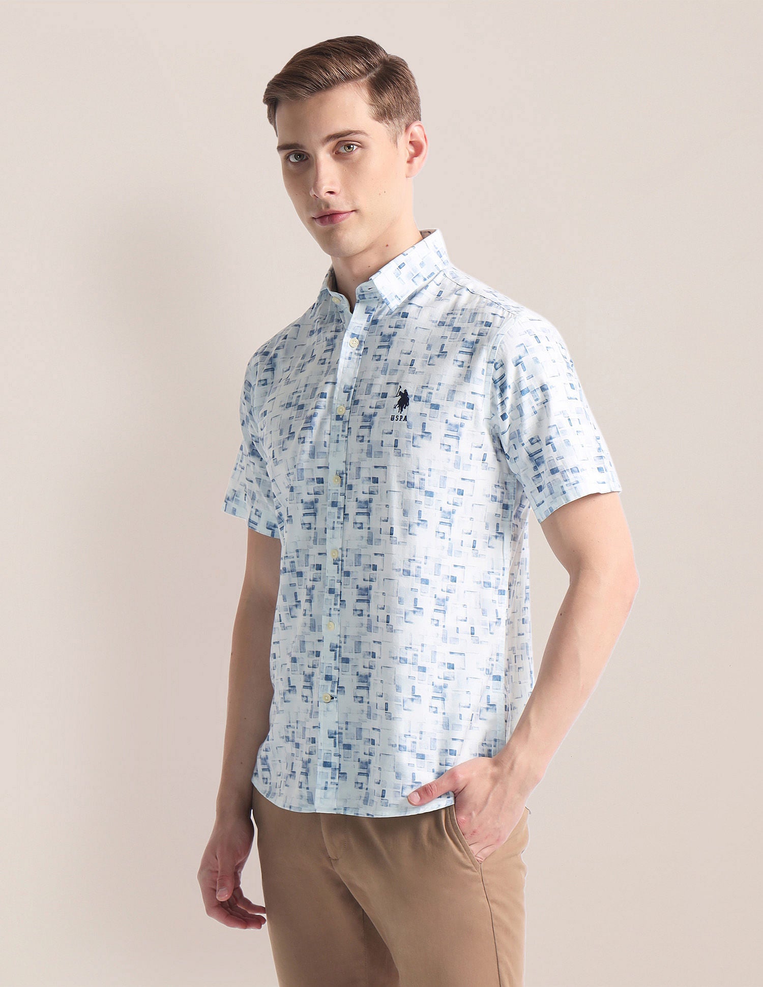 Abstract Print Twill Shirt Blue - U.S. Polo Assn. India | Large