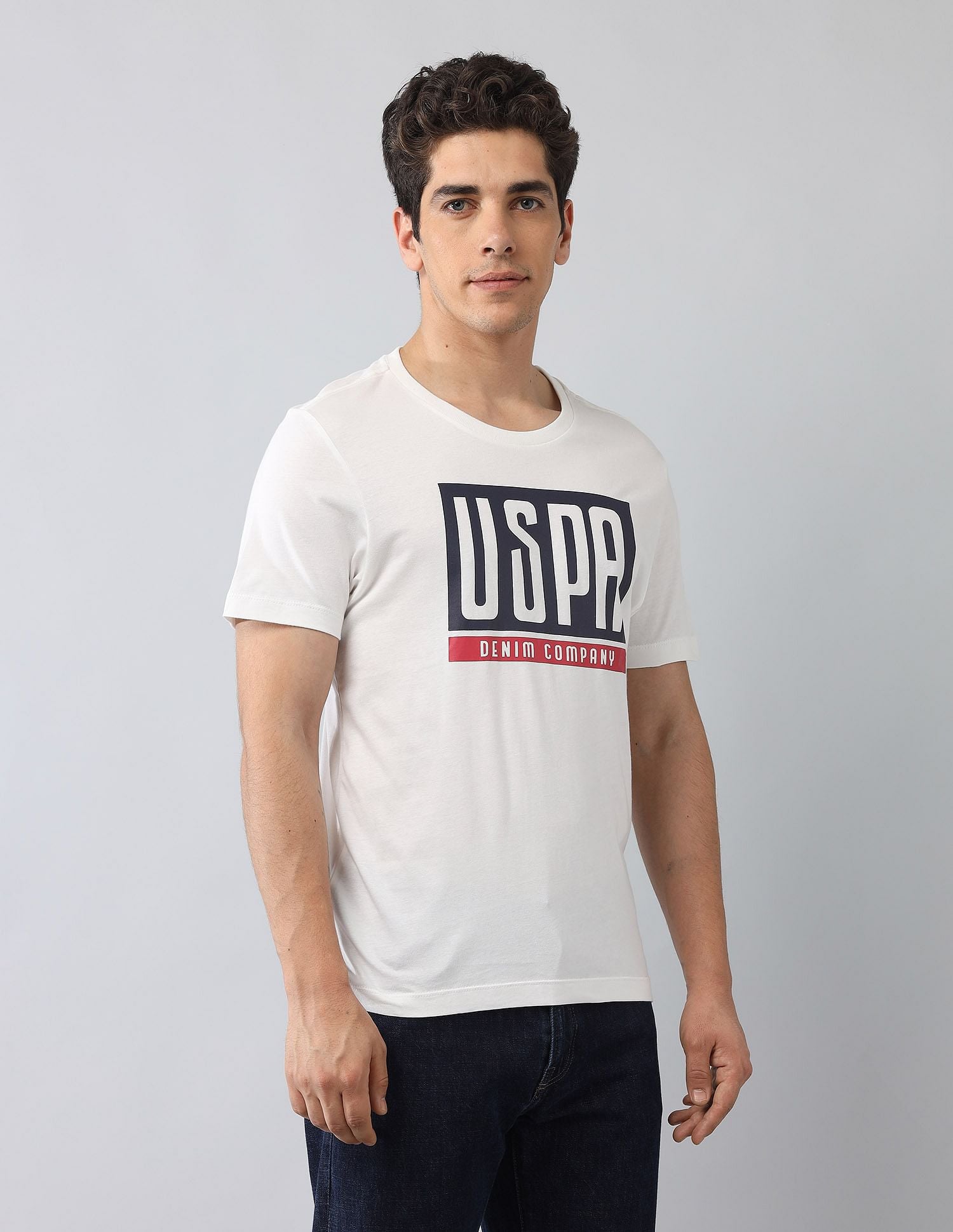 Muscle Fit Brand Printed T-Shirt Ivory - U.S. Polo Assn. India | Large