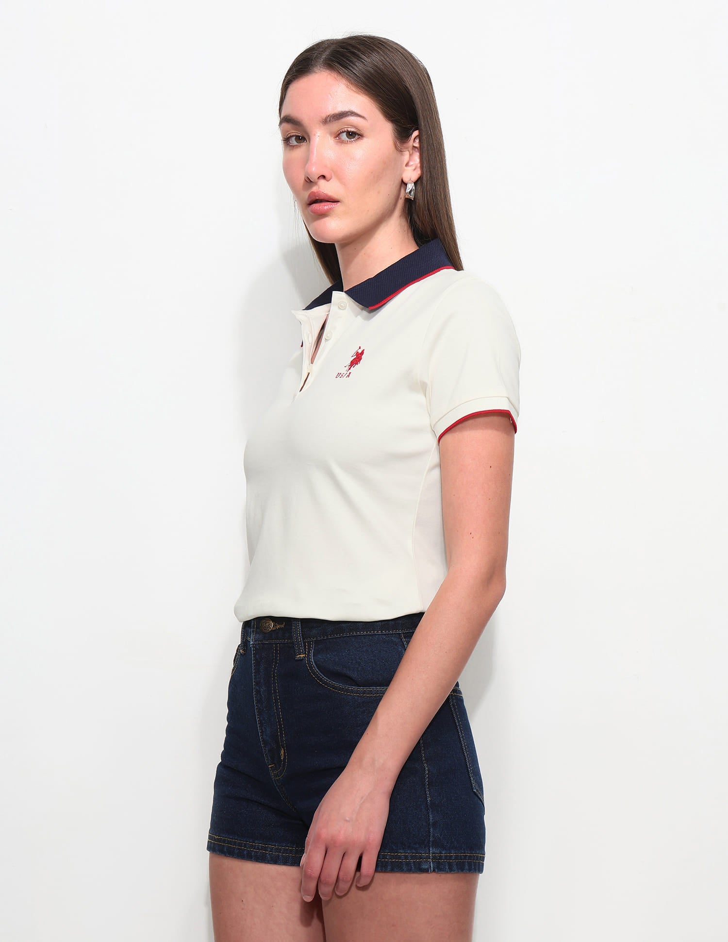 Regular Fit Solid Polo Shirt White - U.S. Polo Assn. India | Large