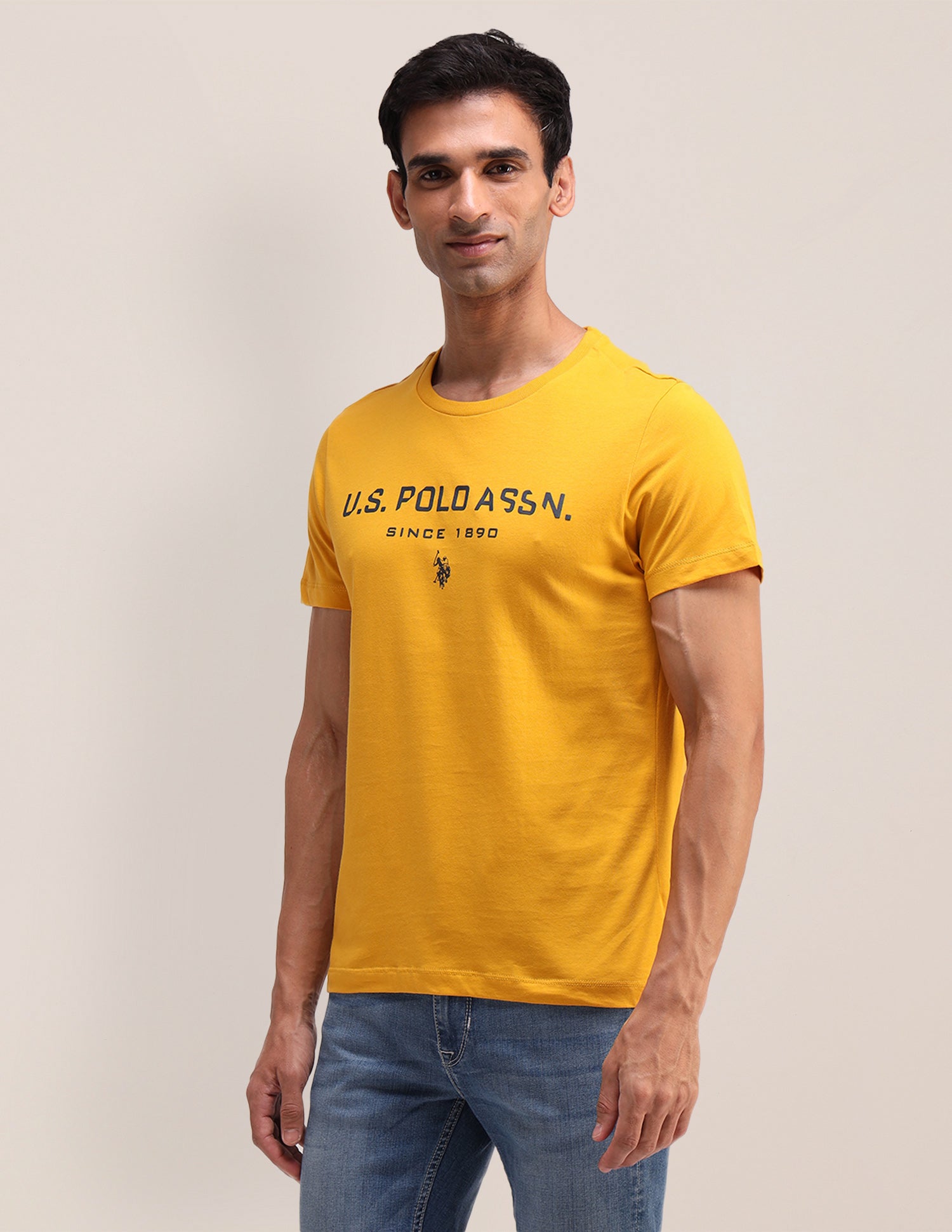 Brand Printed Slim Fit T-Shirt Mustard - U.S. Polo Assn. India | Large