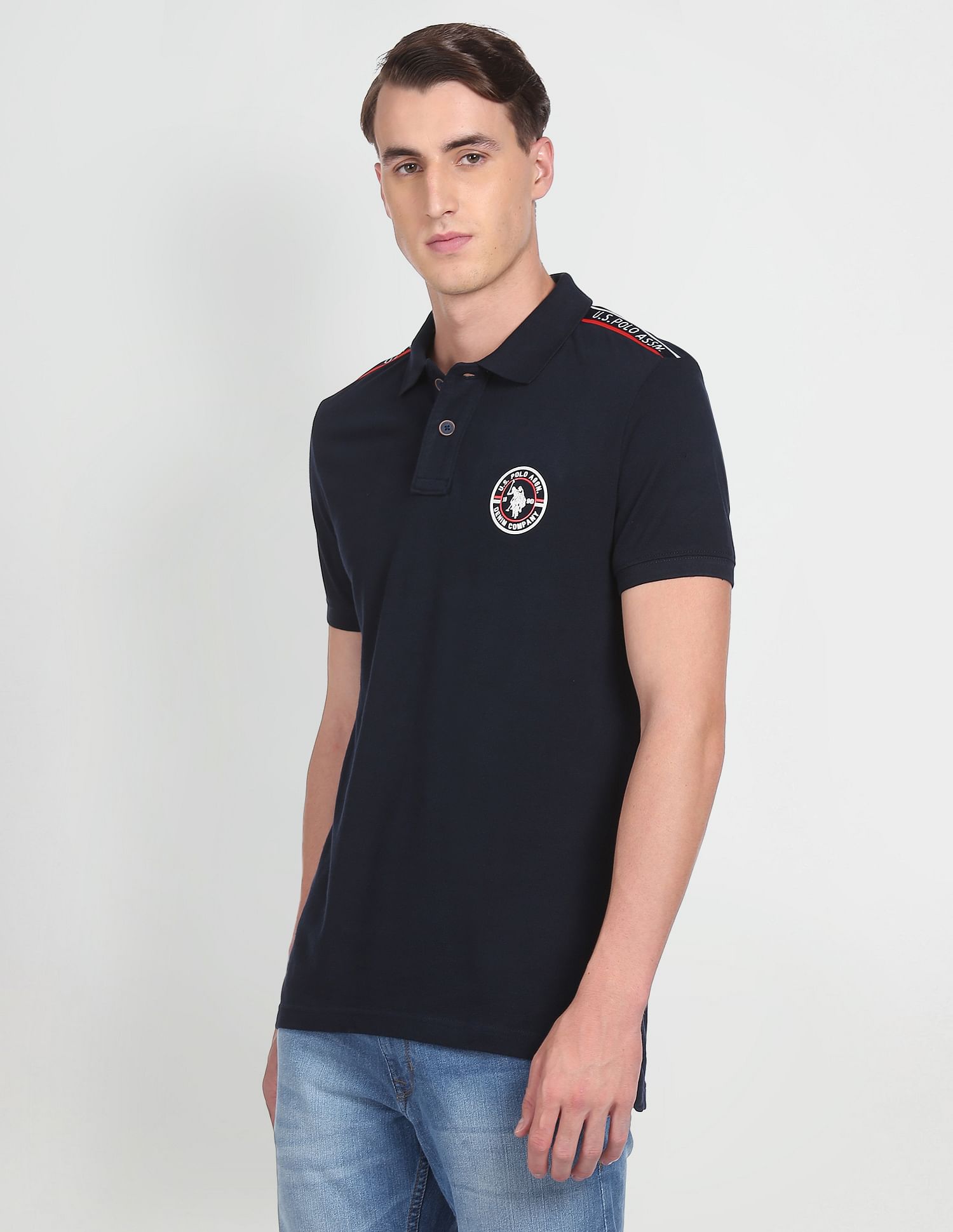 Pique Solid Cotton Polo Shirt Navy - U.S. Polo Assn. India | Large