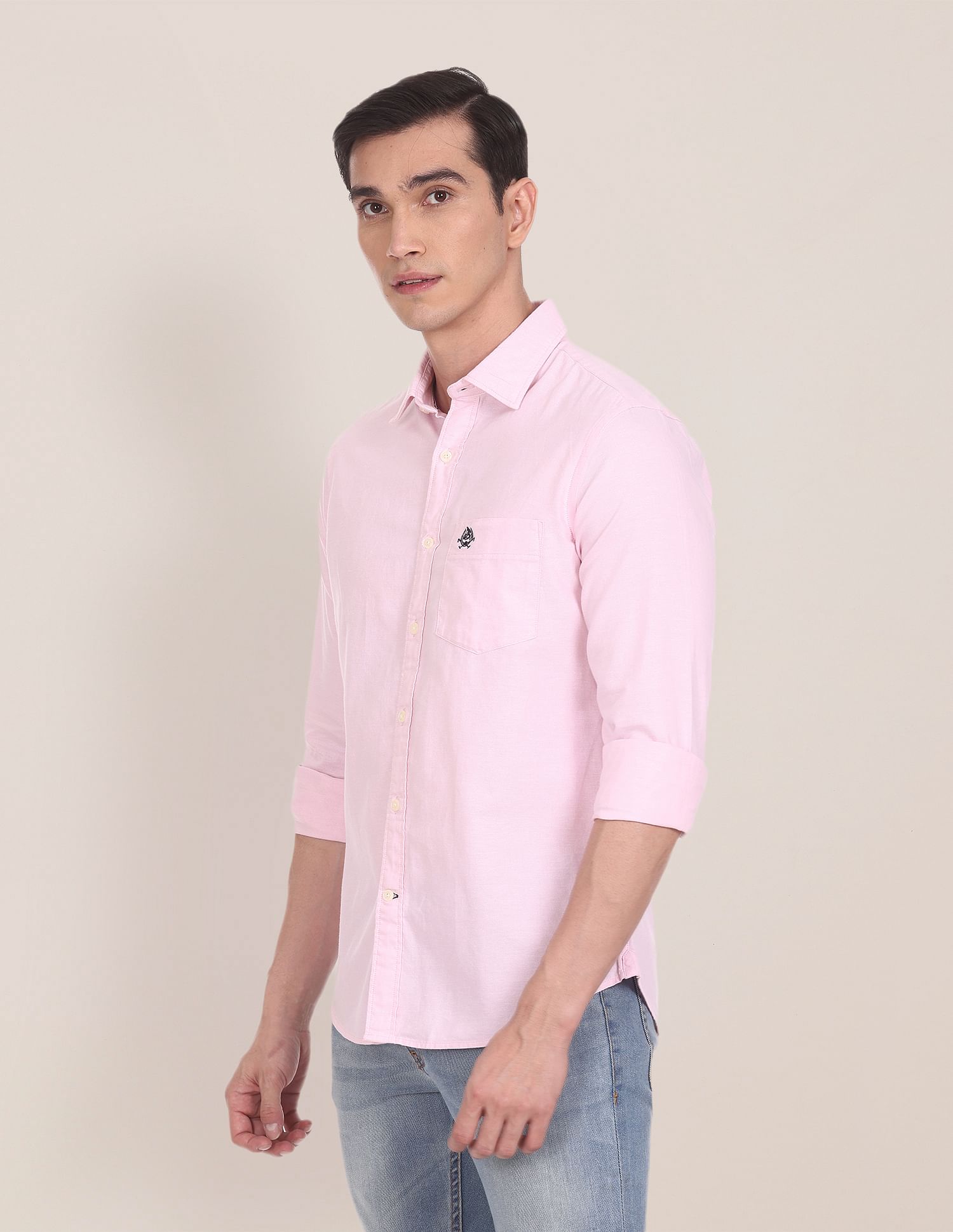 Cotton Solid Casual Shirt Pink - U.S. Polo Assn. India | Large