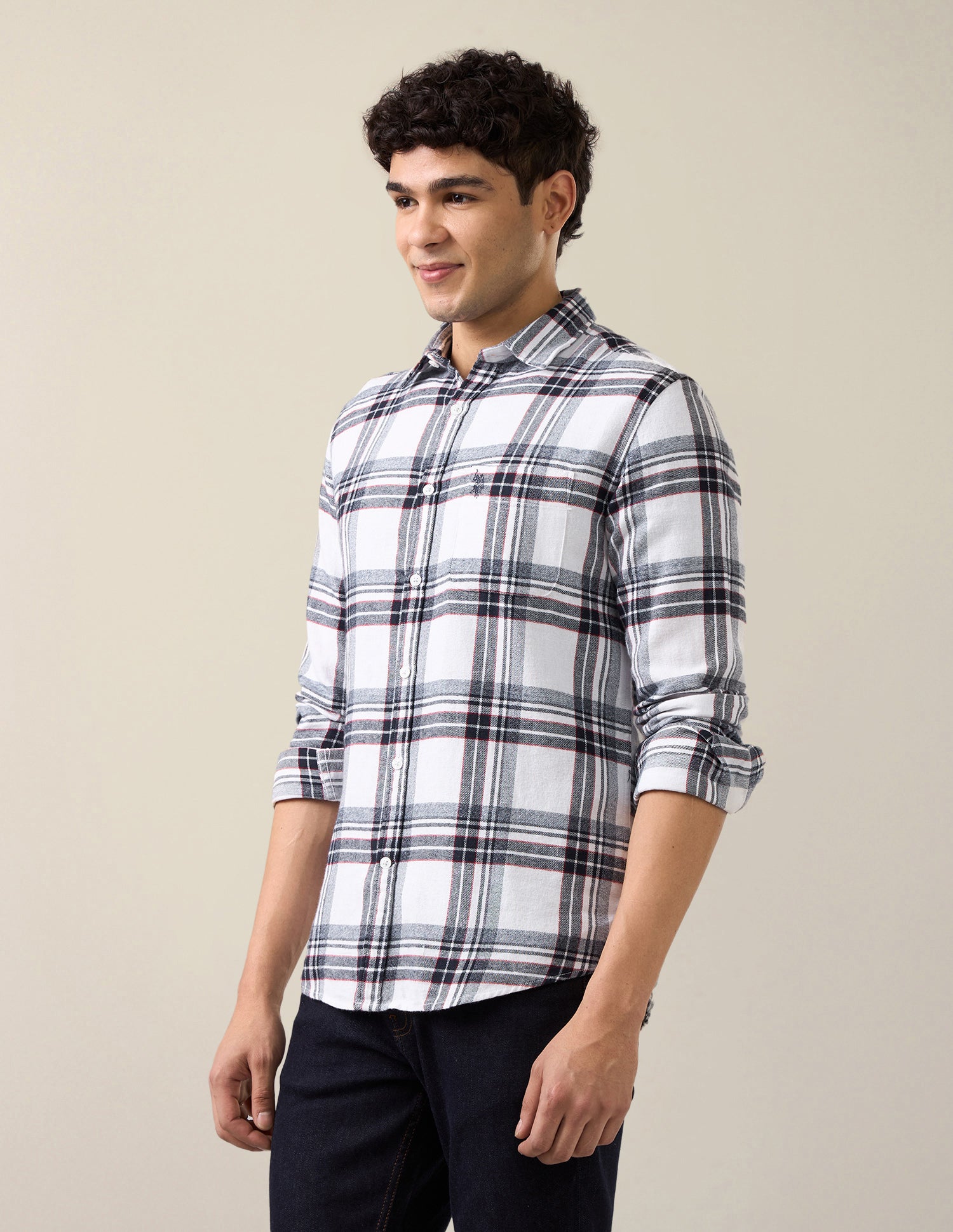 Plaid Checked Twill Shirt White - U.S. Polo Assn. India | Large