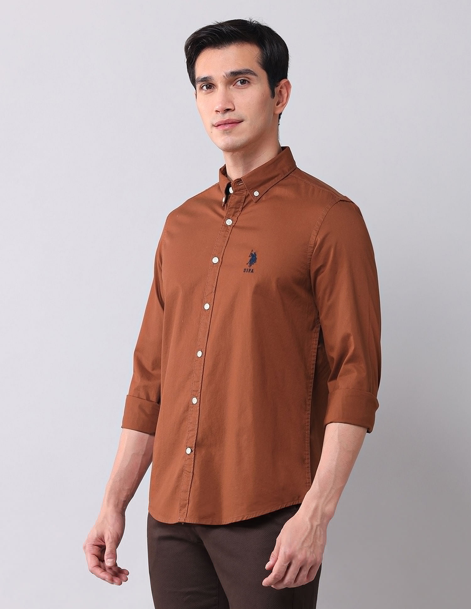 Regular Fit Twill Solid Shirt Rust - U.S. POLO ASSN. | Large