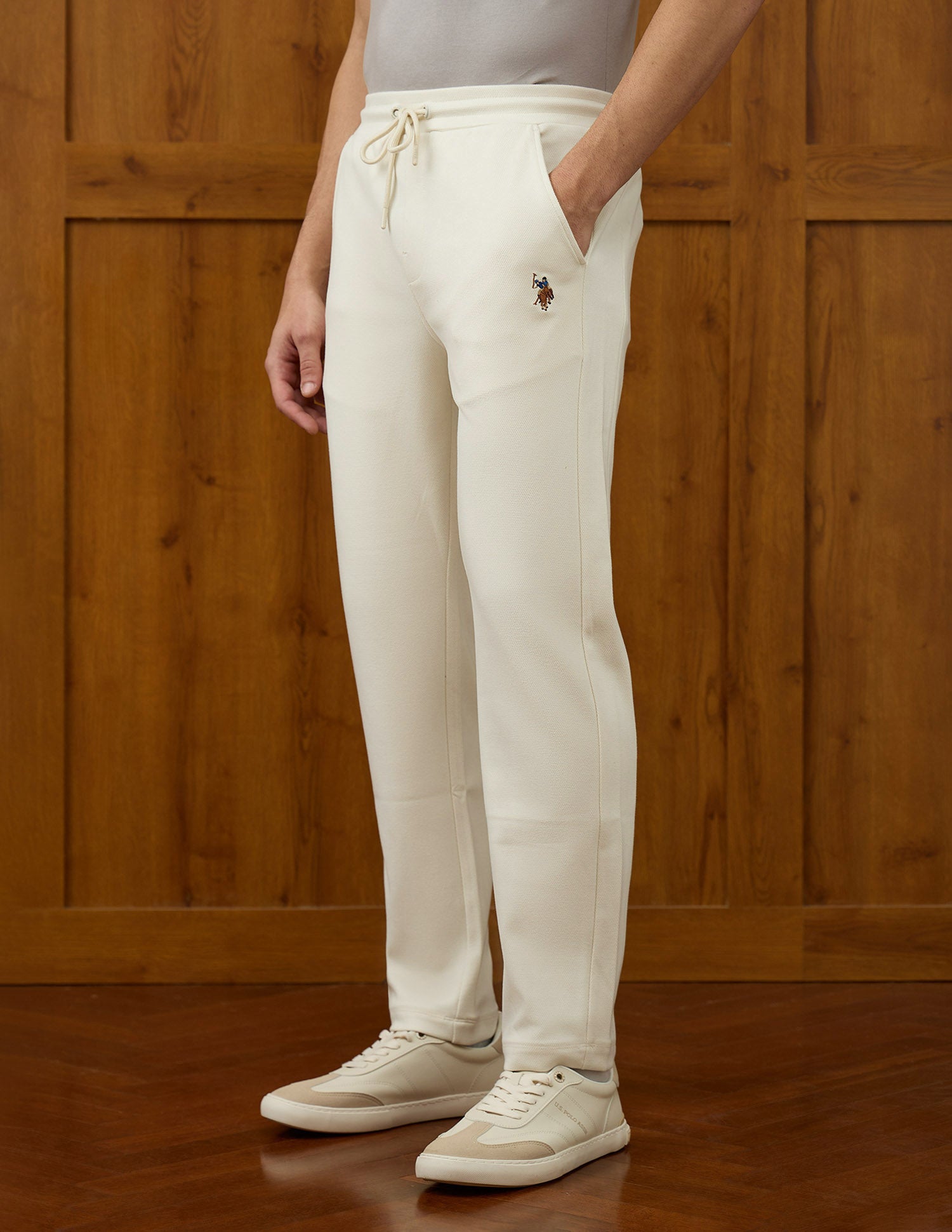 Textured Equestrian Aisle Theater Track Pants Off White - U.S. POLO ASSN. | Large