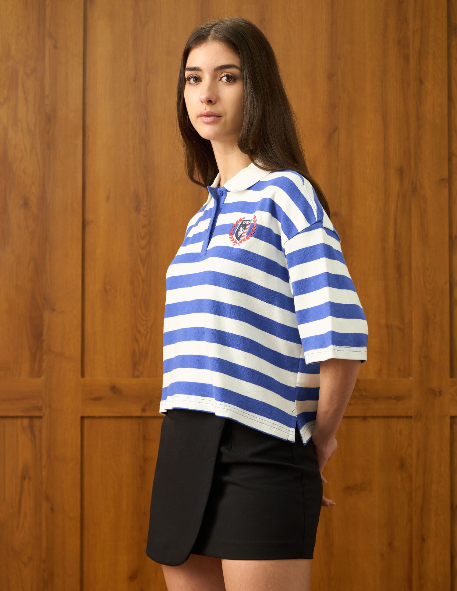 Oversized Horizontal Striped Top White - U.S. POLO ASSN. | Large
