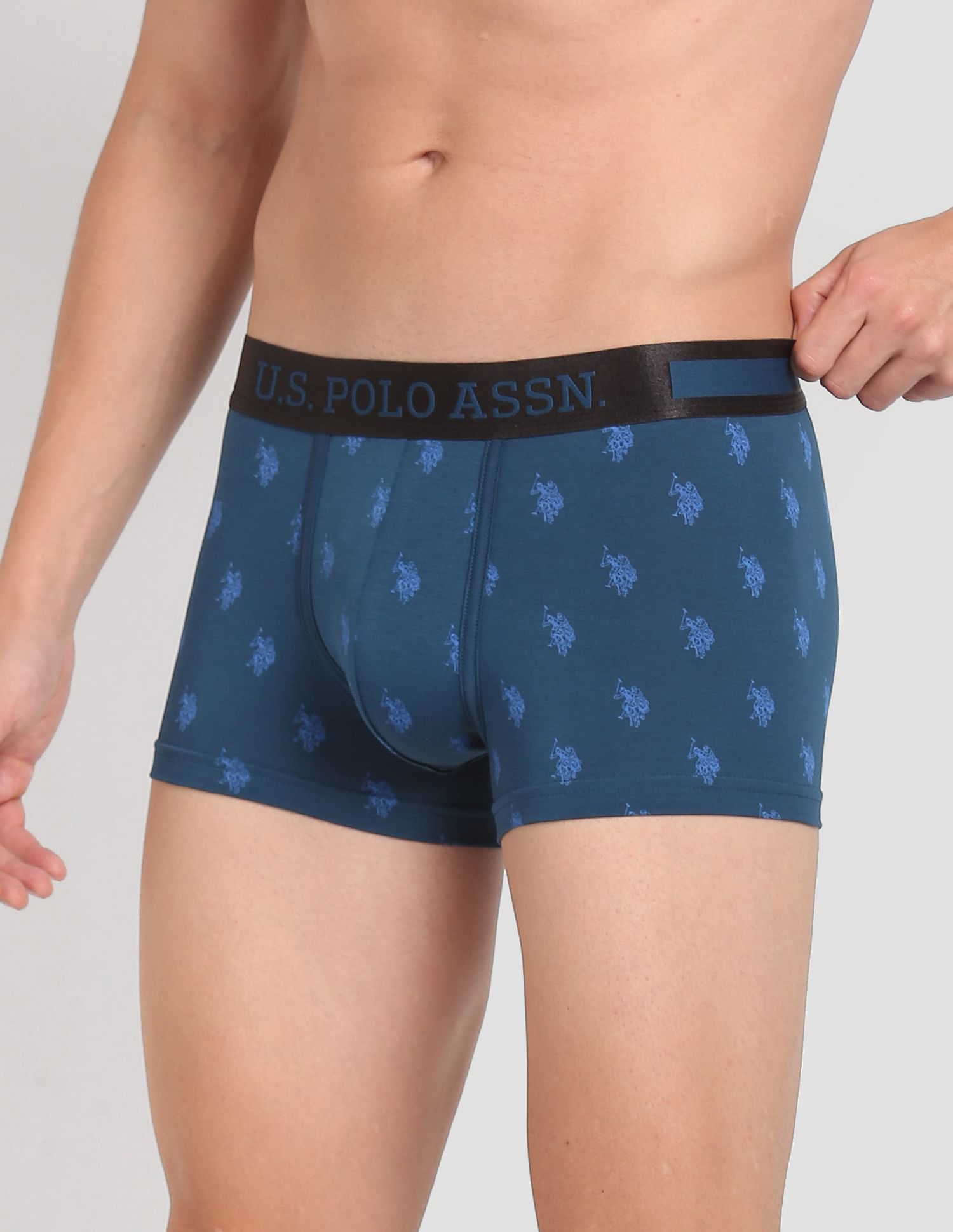 Mid Rise Brand Print PT002 Premium Trunks - Pack Of 1 Blue Opal - U.S. POLO ASSN. | Large