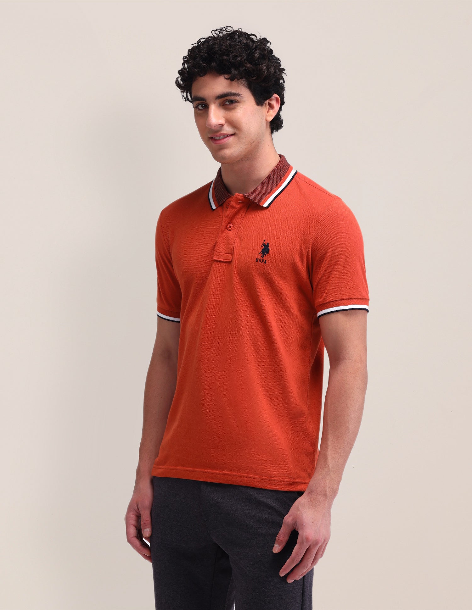 Solid Slim Fit Polo Shirt Rust - U.S. Polo Assn. India | Large