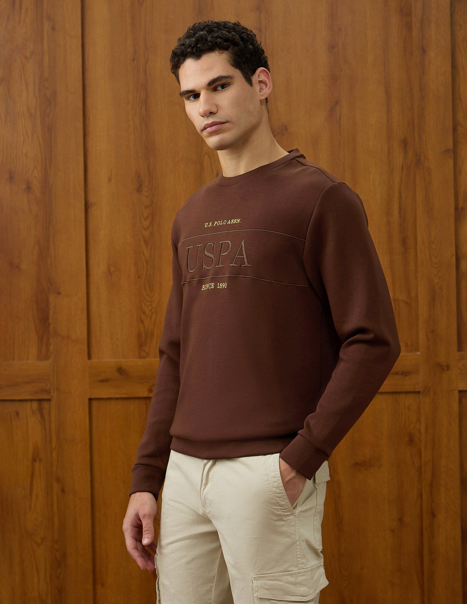 Brand Embroidered Equestrian Aisle Theater Sweatshirt Dark Brown - U.S. POLO ASSN. | Large