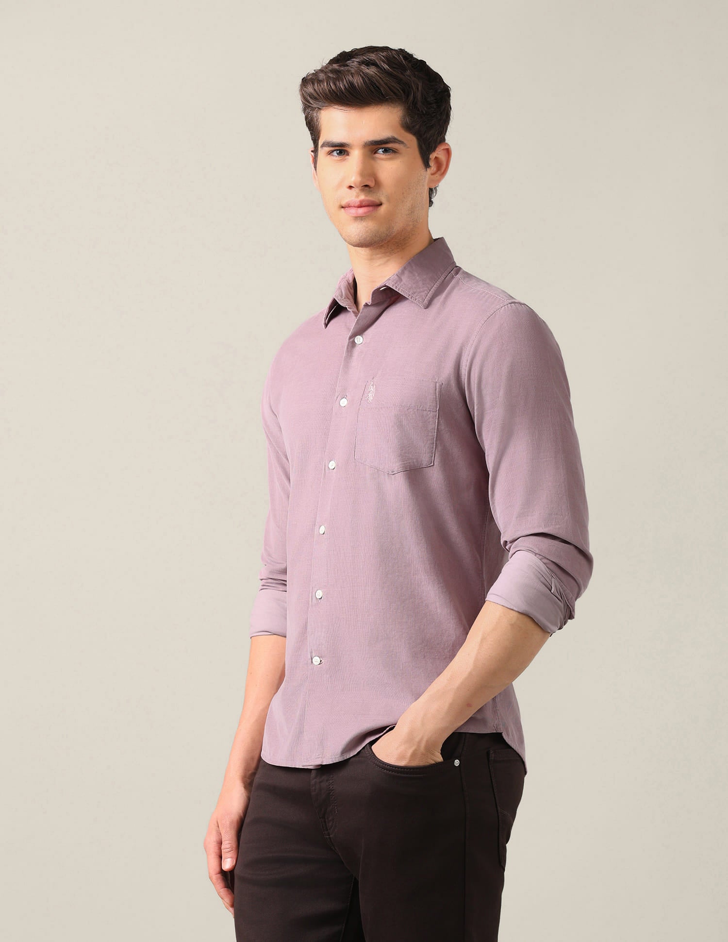 Tailored Fit Corduroy Shirt Pink - U.S. Polo Assn. India | Large