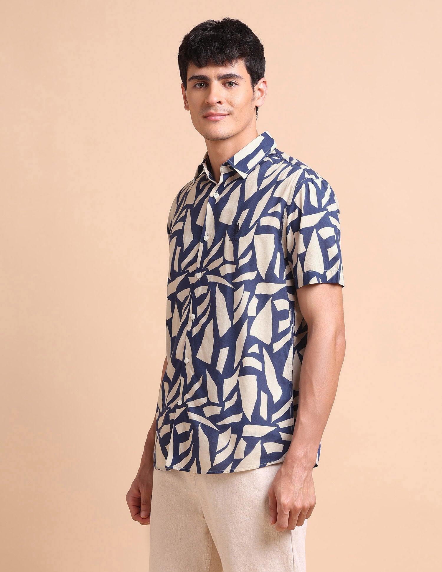 Slim Fit Abstract Printed Shirt Navy - U.S. POLO ASSN. | Large