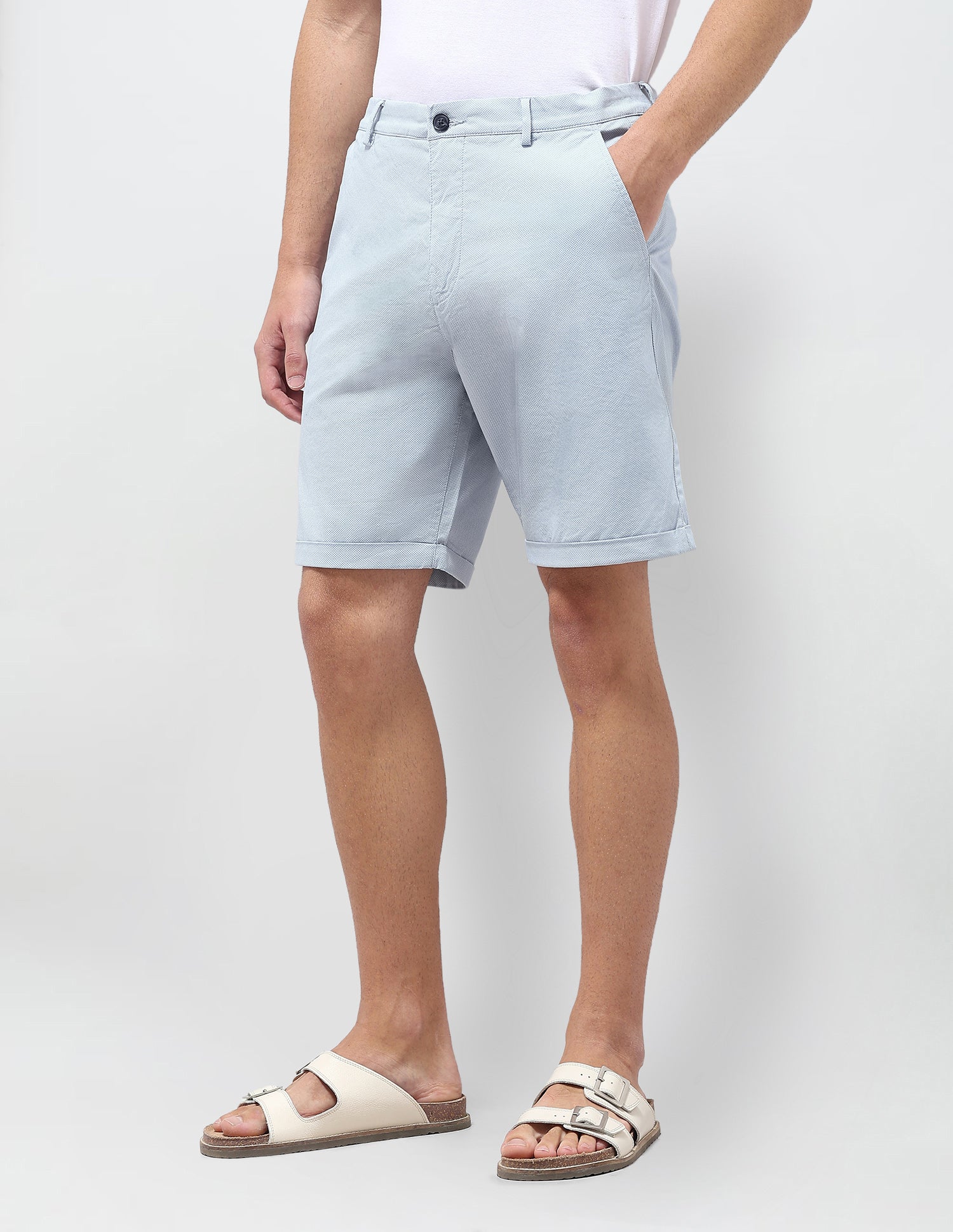 All Over Printed Slim Fit Shorts Light Blue - U.S. Polo Assn. India | Large