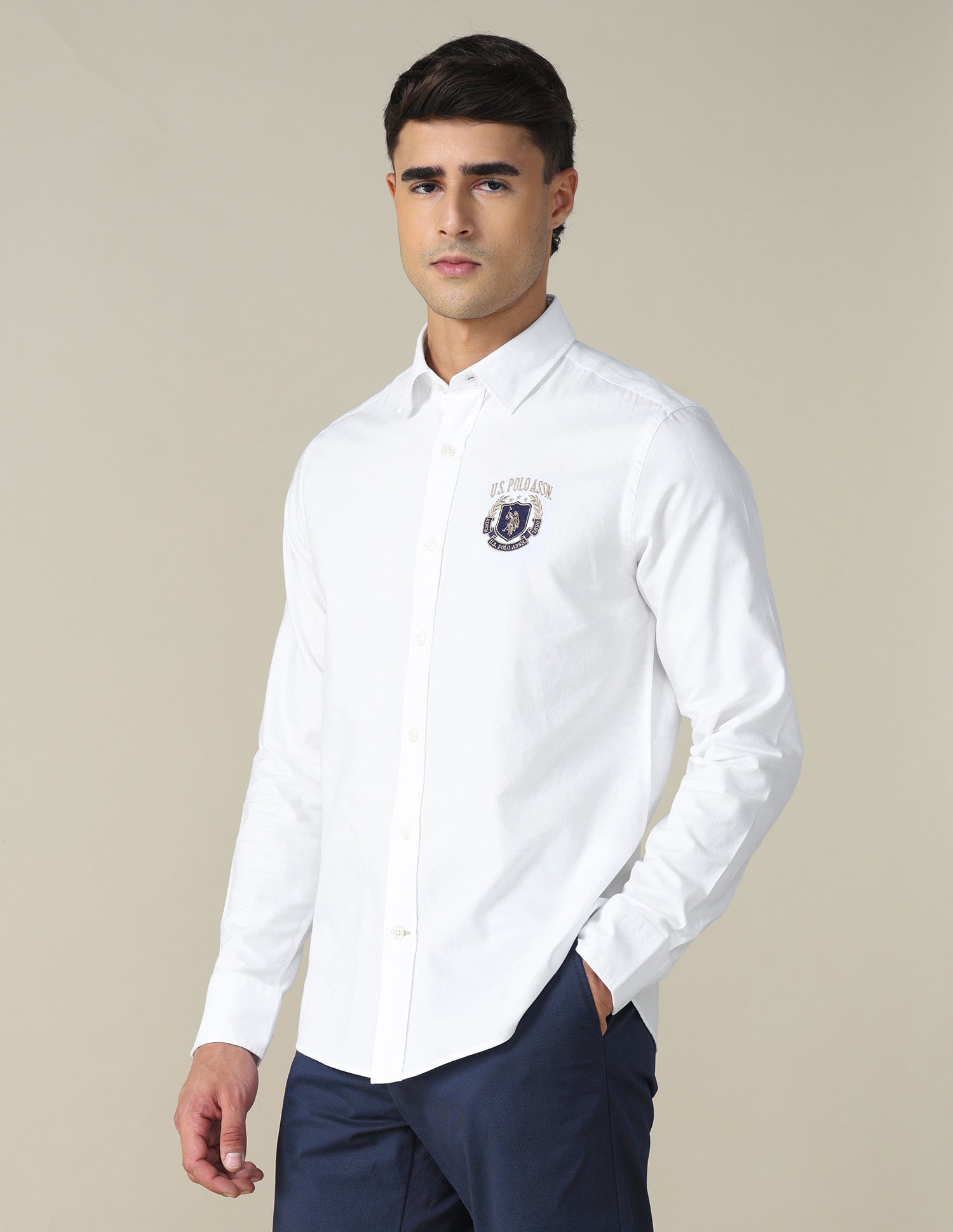 Oxford Tailored Fit Shirt White - U.S. POLO ASSN. | Large