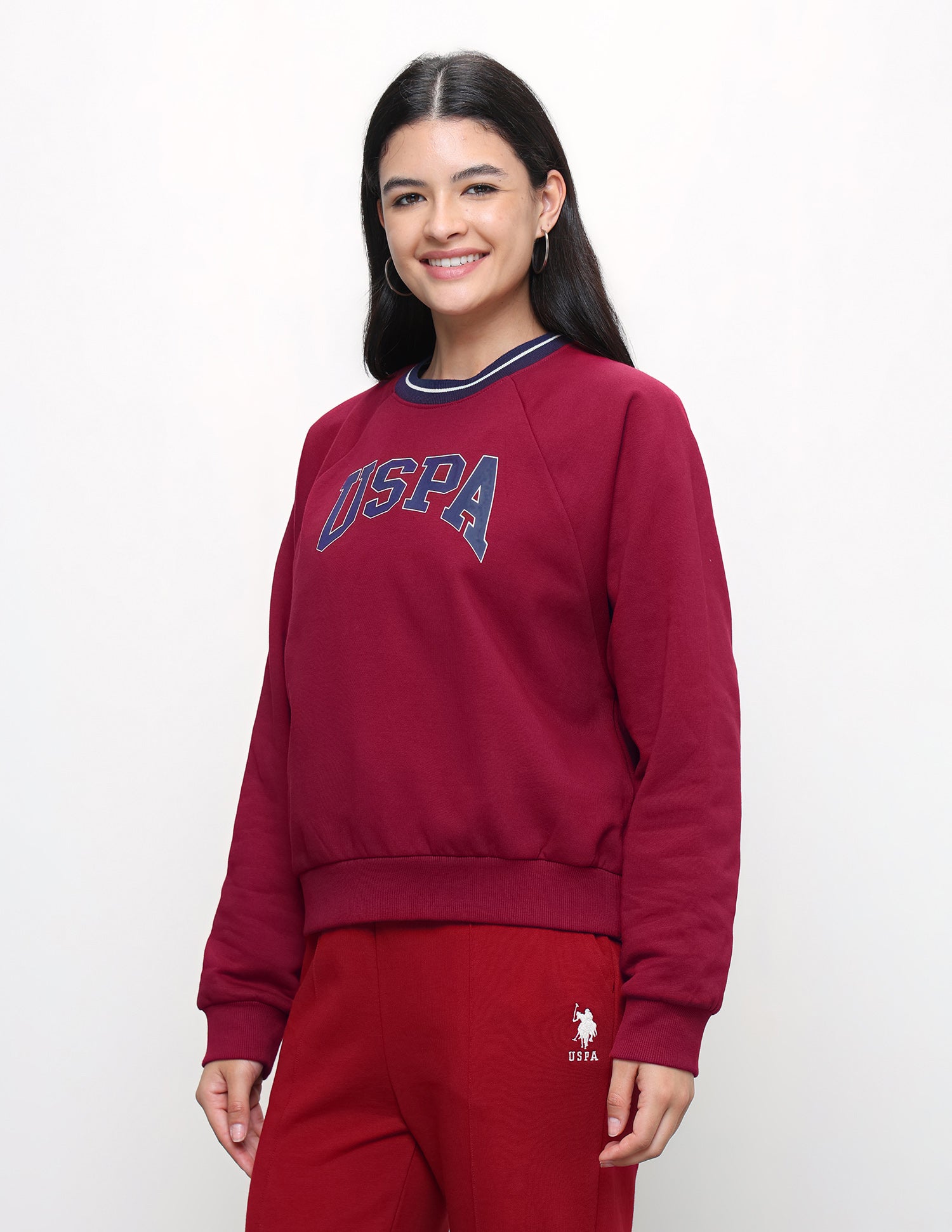 Brand Printed Oversized Fit Sweatshirt Red - U.S. Polo Assn. India | Large