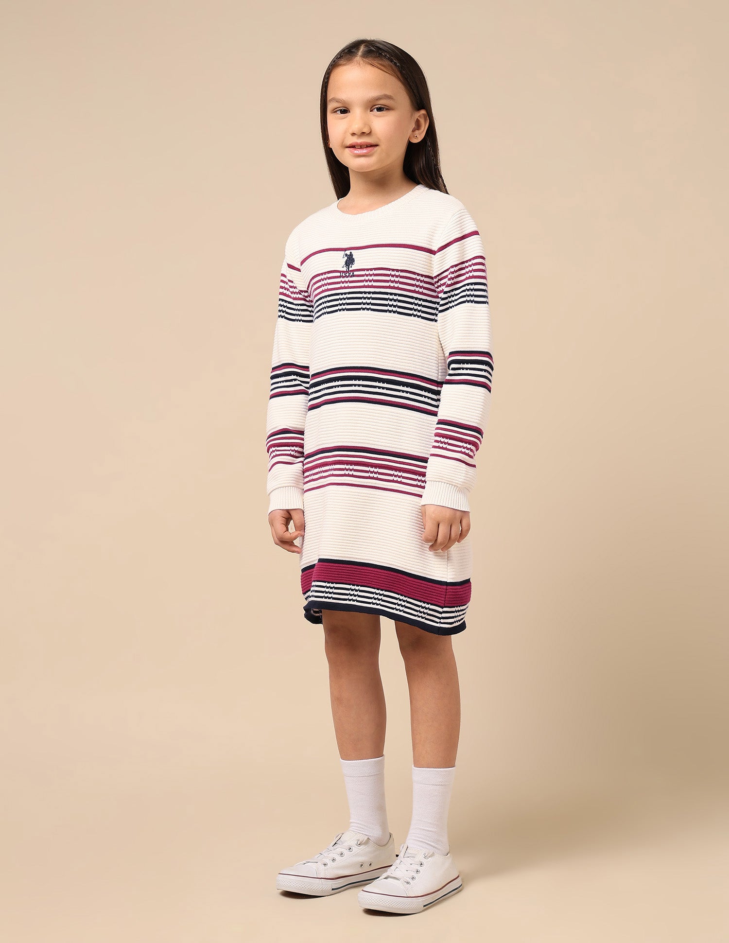 Girls Regular Fit Sweater Dress Off White - U.S. POLO ASSN. | Large