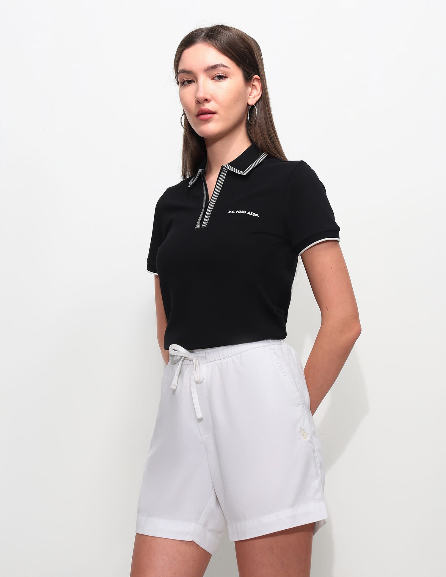 Relaxed Fit Solid Polo Shirt Black - U.S. Polo Assn. India | Large