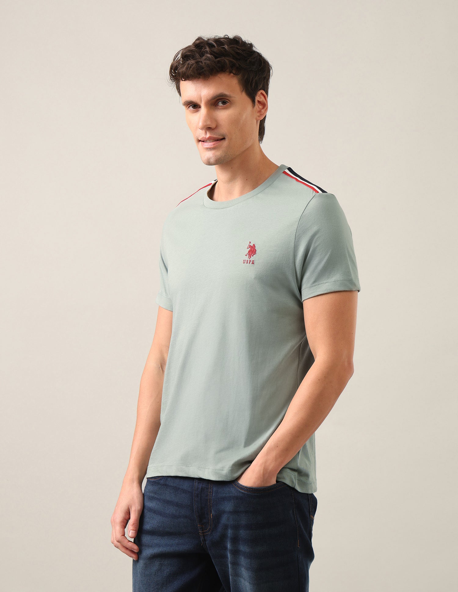 Solid Regular Fit T-Shirt Light Green - U.S. Polo Assn. India | Large