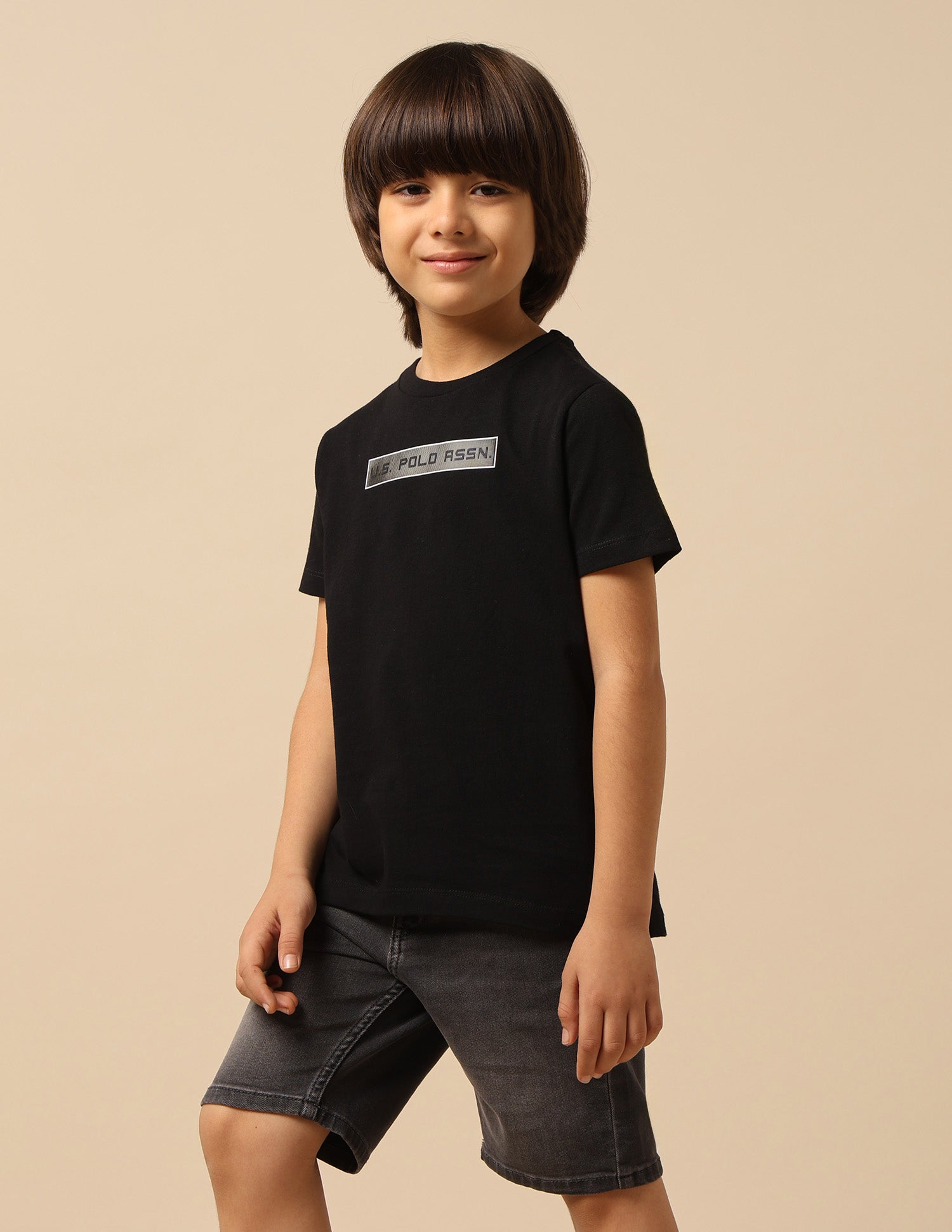 Boys Solid Regular Fit T-Shirt Black - U.S. POLO ASSN. | Large