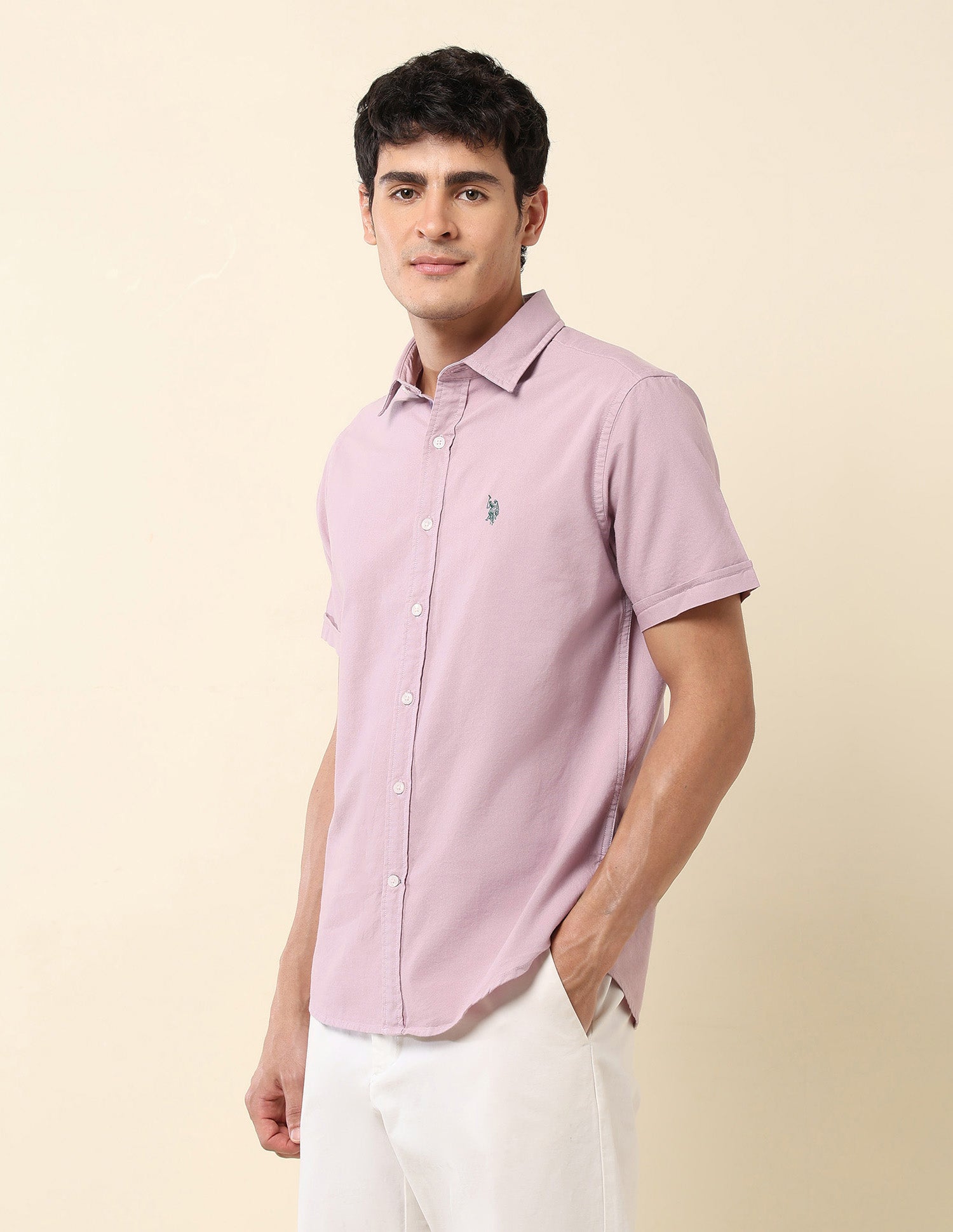 Tailored Fit Pure Cotton Oxford Shirt Lavender - U.S. Polo Assn. India | Large