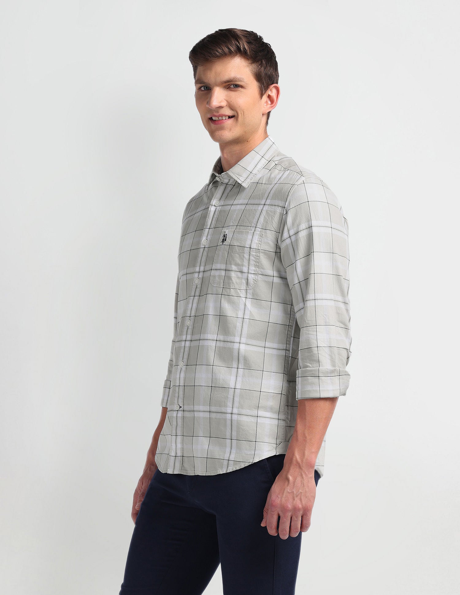 Plaid Check Slim Fit Shirt Off-White - U.S. Polo Assn. India | Large