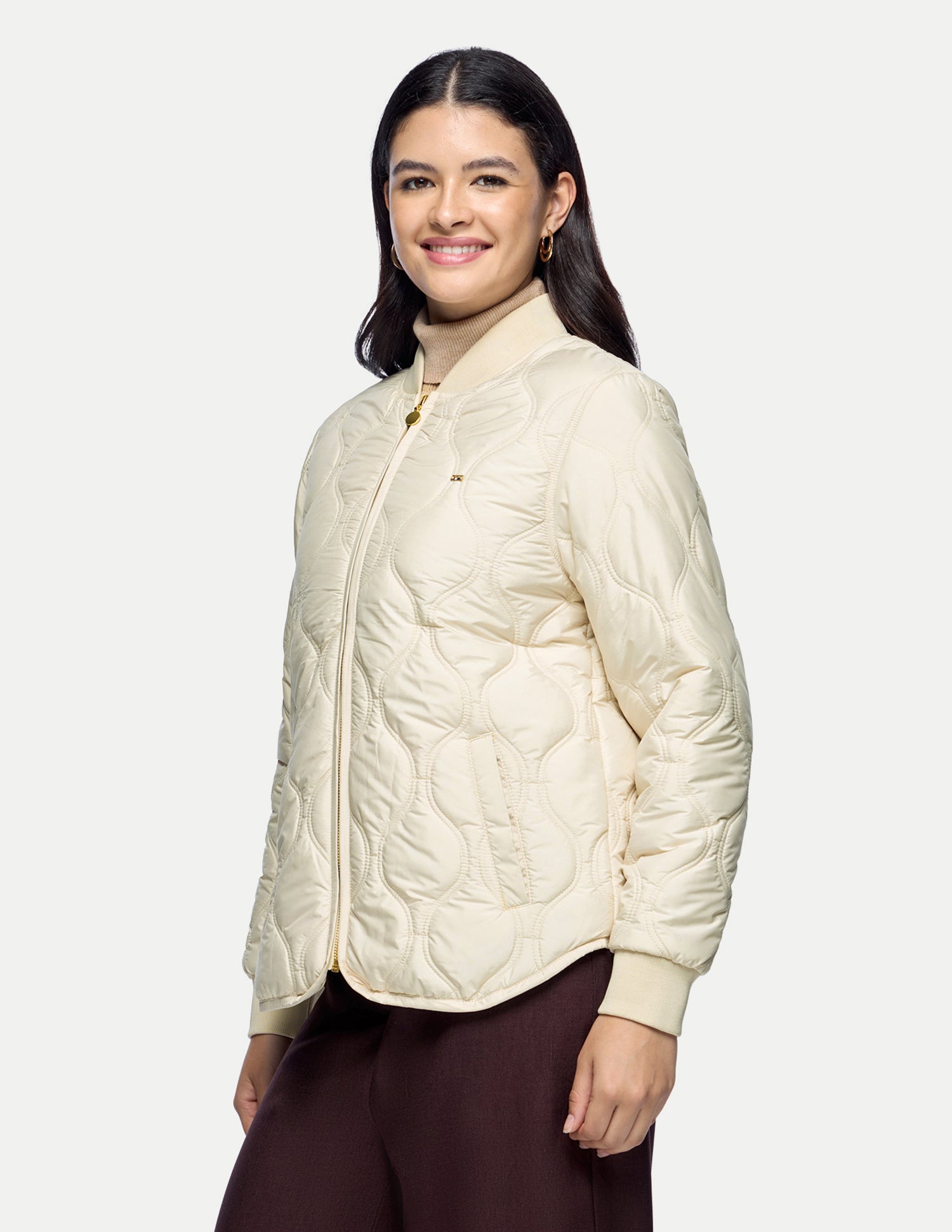 Relaxed Fit Quilted Puffer Jacket Off White - U.S. Polo Assn. India | Large